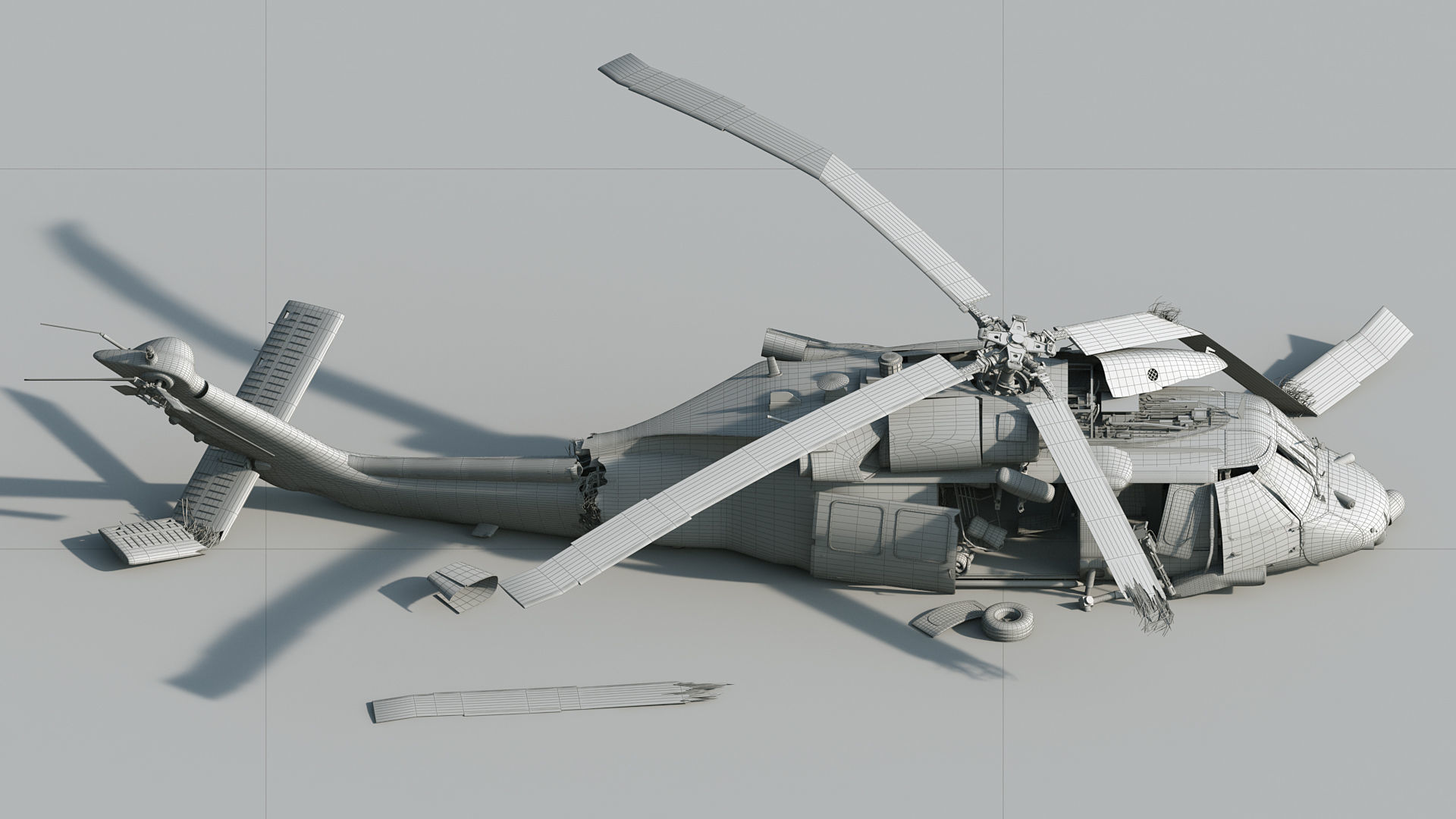 Black Hawk Wreck 3D model_4