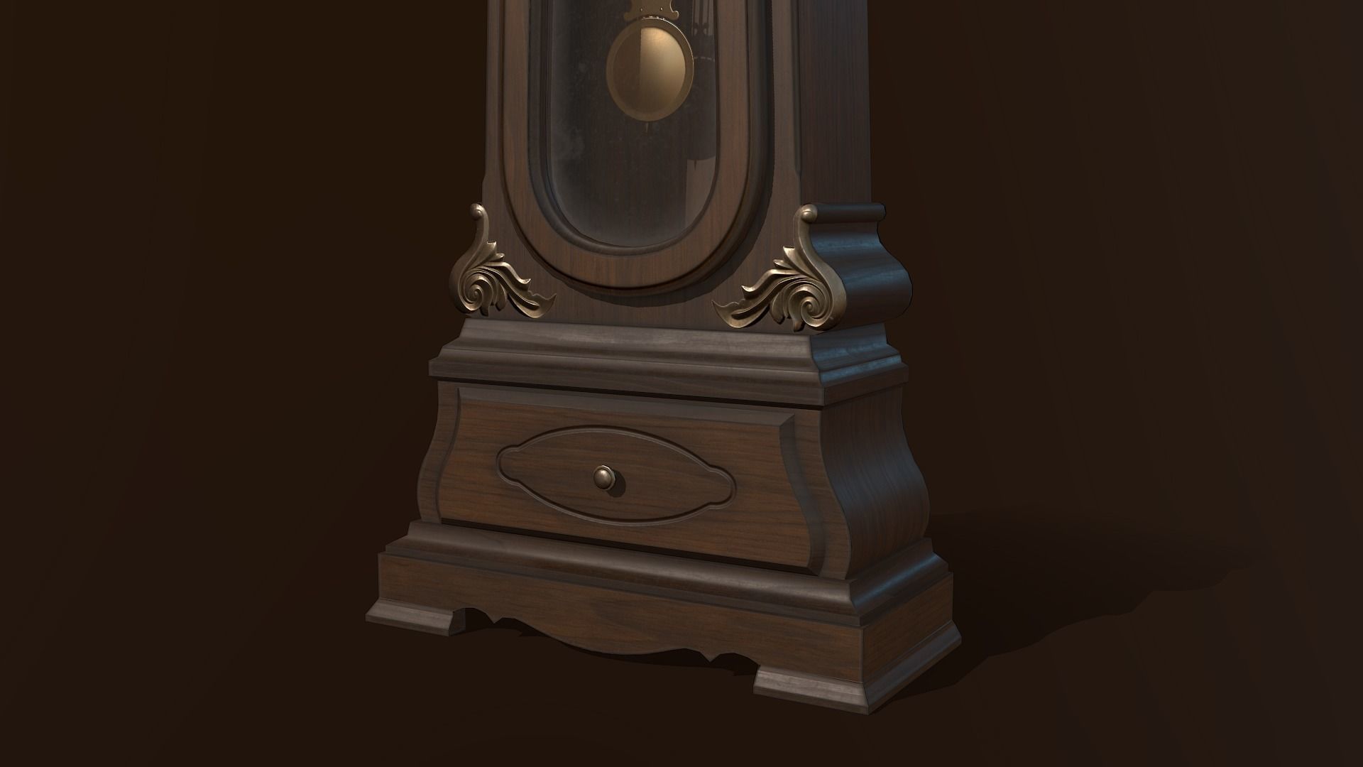 Grandfather Clock Low-poly 3D model_5