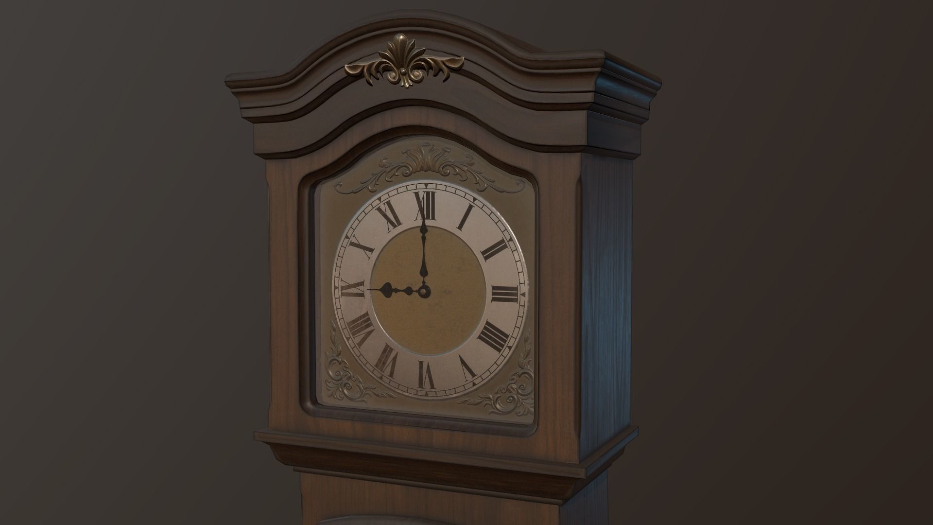 Grandfather Clock Low-poly 3D model_3
