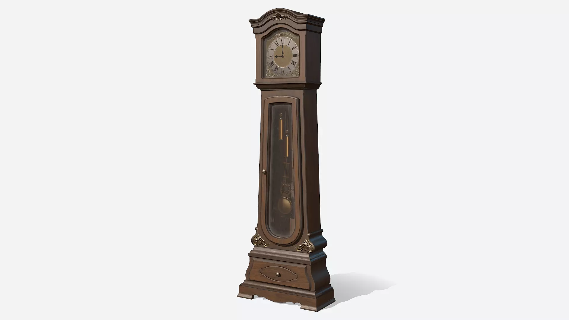 Grandfather Clock Low-poly 3D model_0