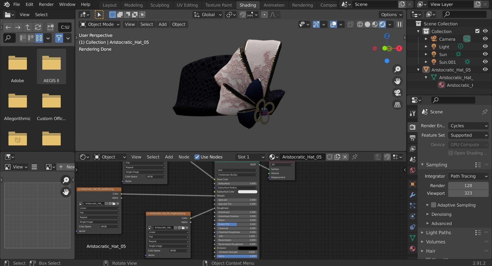 Aristocratic Hat-05 Low-poly 3D model_5