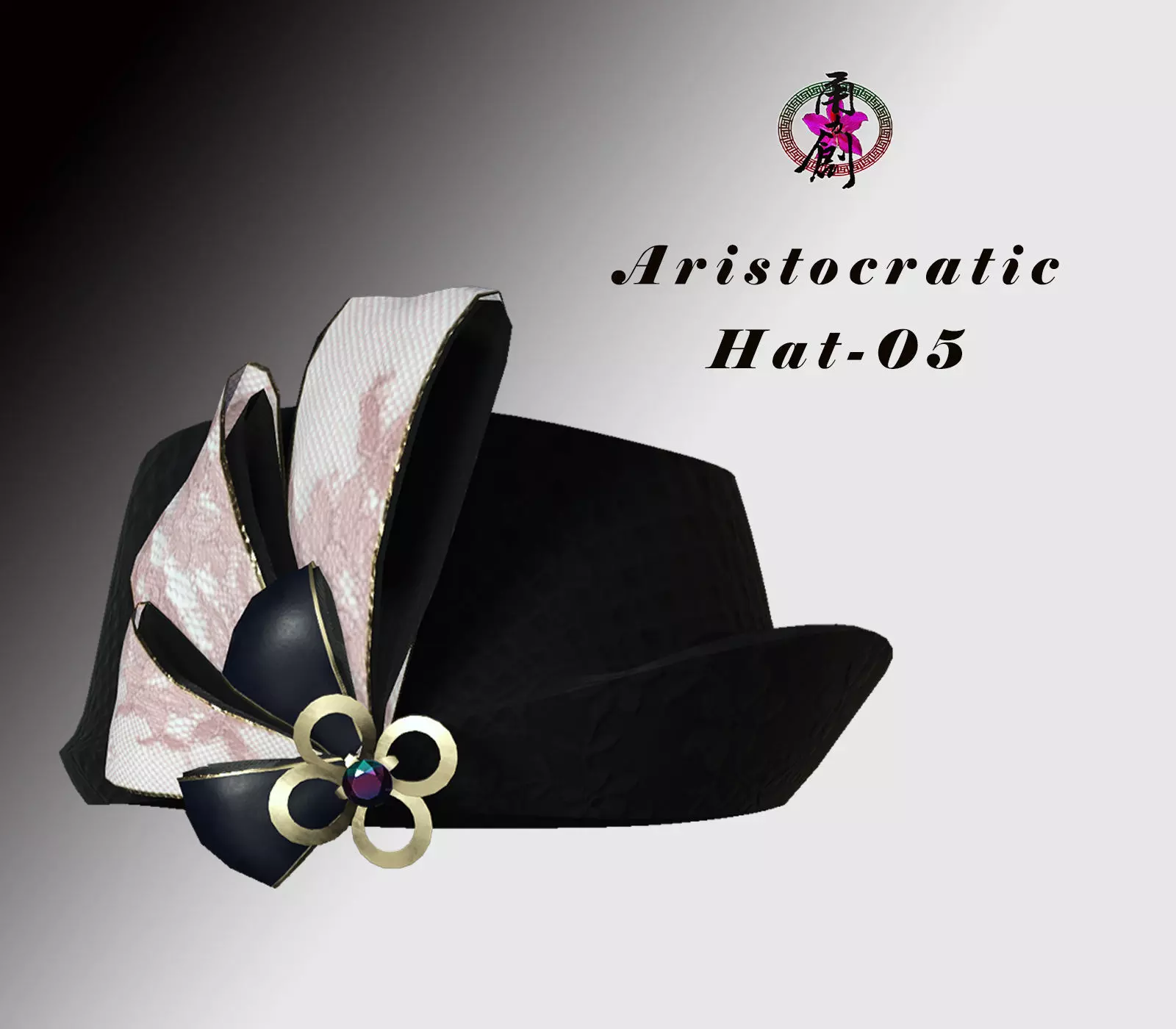 Aristocratic Hat-05 Low-poly 3D model_0