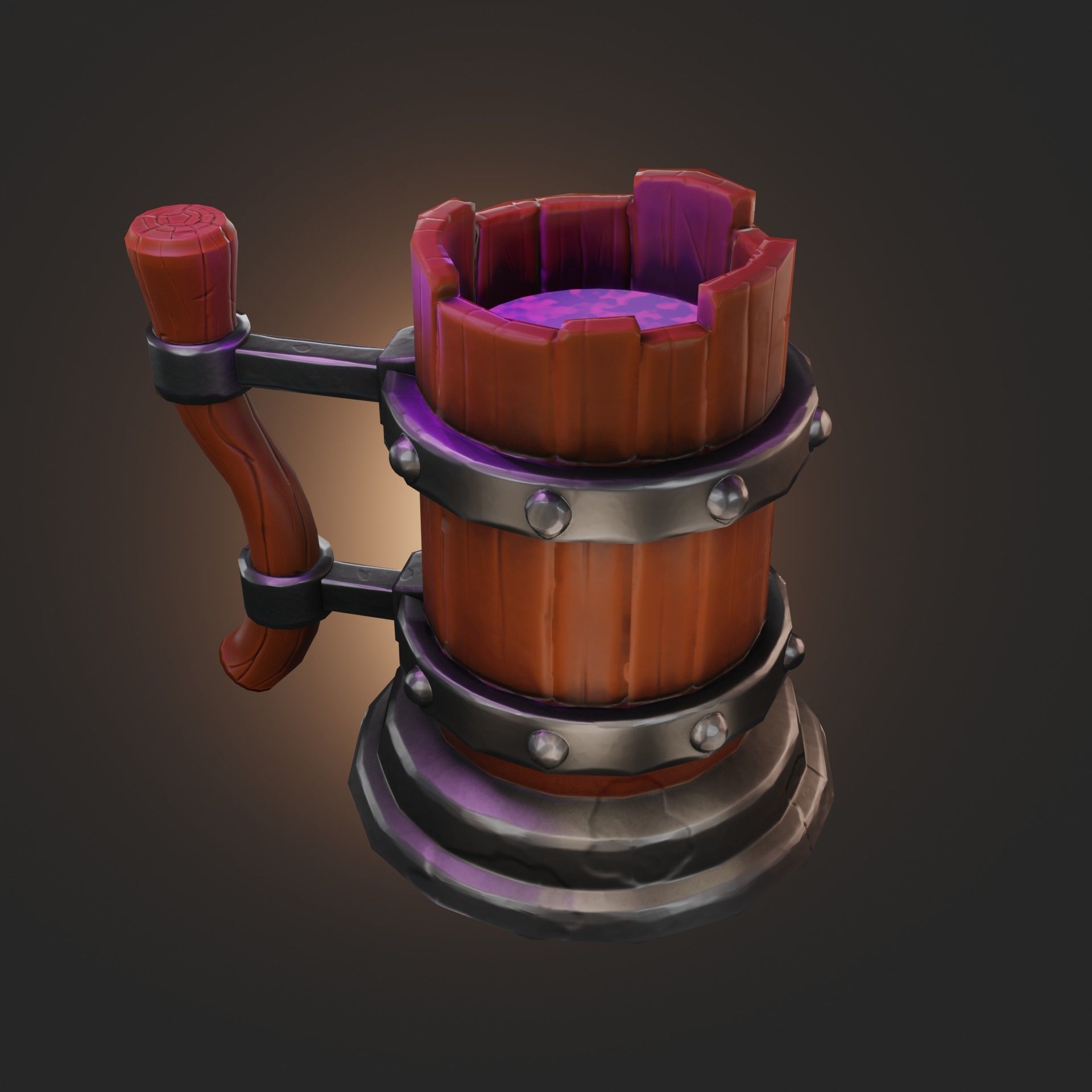 Wood Mug Low Poly Low-poly 3D model_4