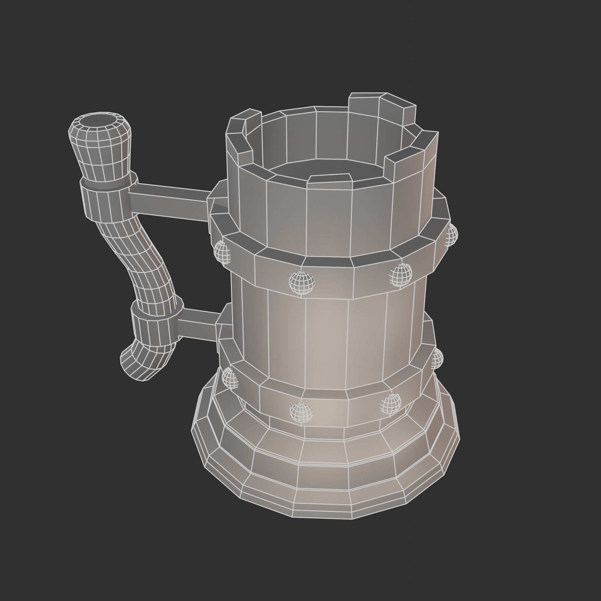 Wood Mug Low Poly Low-poly 3D model_5