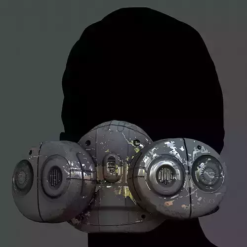 Gas mask helmet 3d model scifi Low-poly 