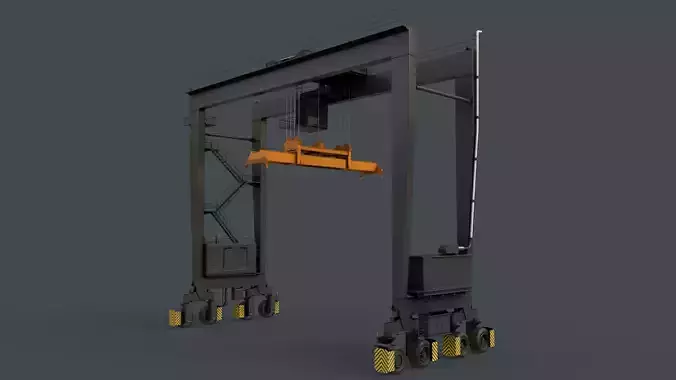PBR Rubber Tyred Gantry Crane RTG V2 - Black Low-poly 3D model