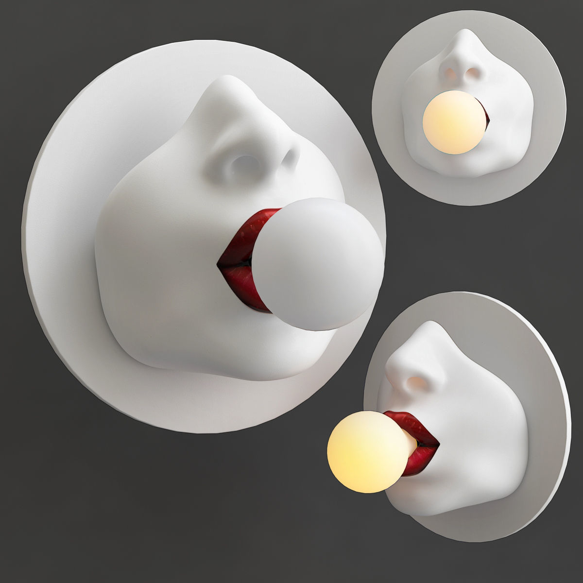 Sconce Bulb in the Mouth Wall lamp 3D model_2