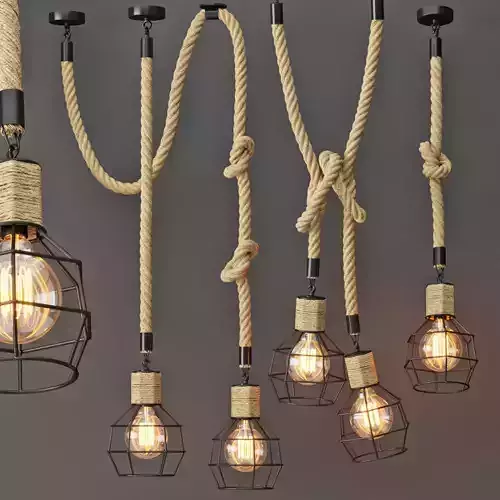 Pendant lamp LOFT ROPE CHANDELIER CAGE Mono