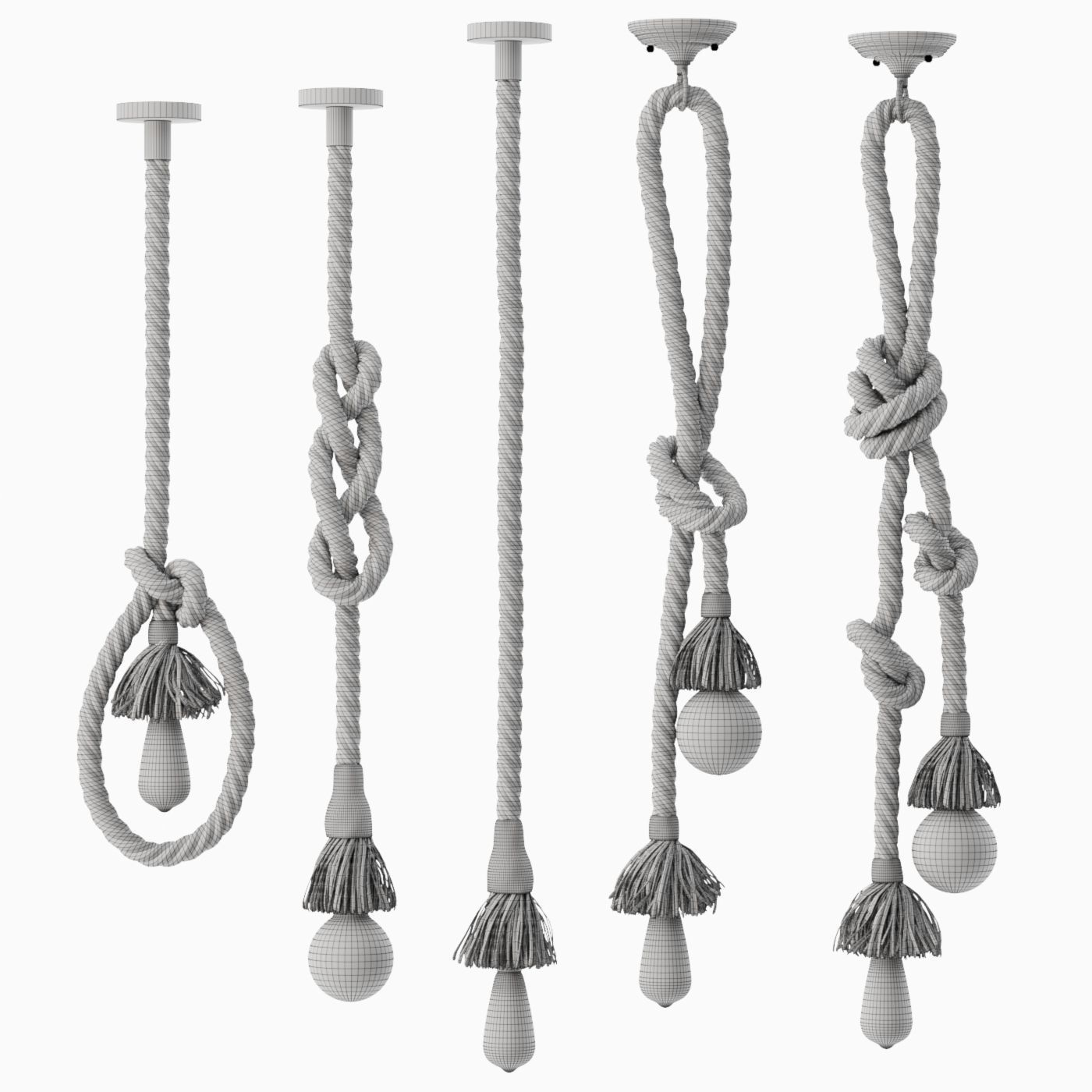 Pendant lamp Rope Double 3D model_3