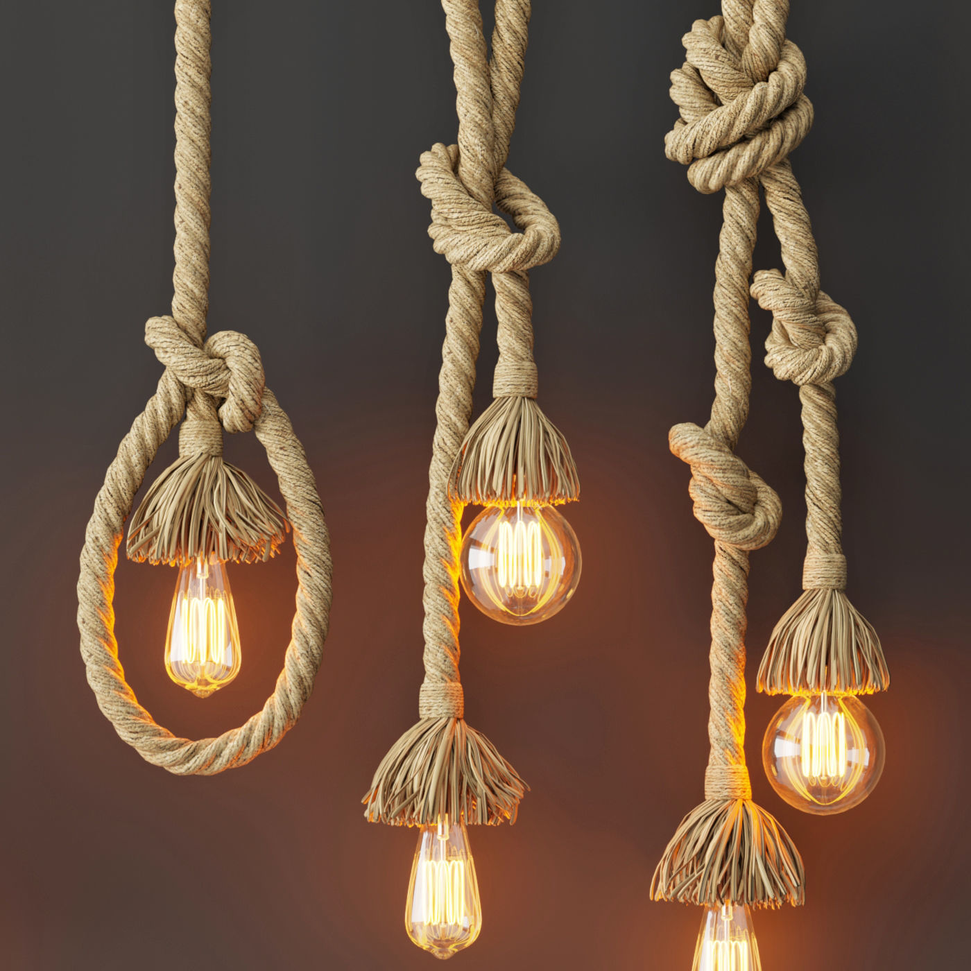 Pendant lamp Rope Double 3D model_1
