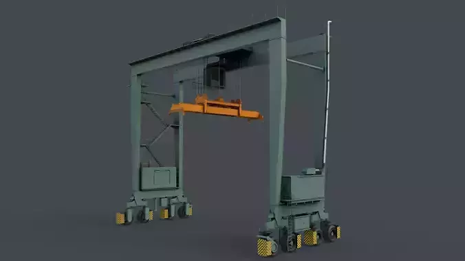 PBR Rubber Tyred Gantry Crane RTG V2 - Green Light Low-poly 3D model