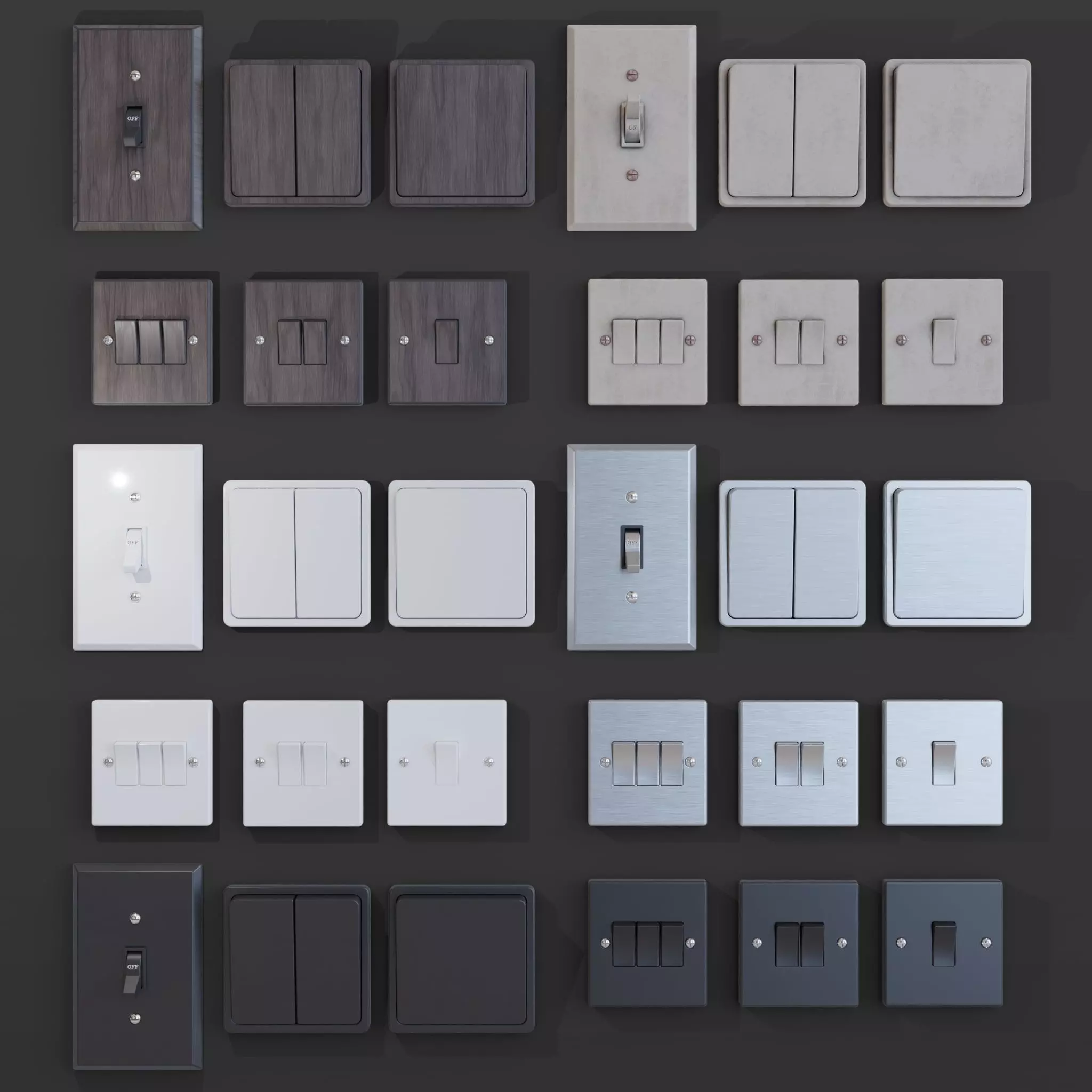 light switches PBR Low-poly 3D model_0