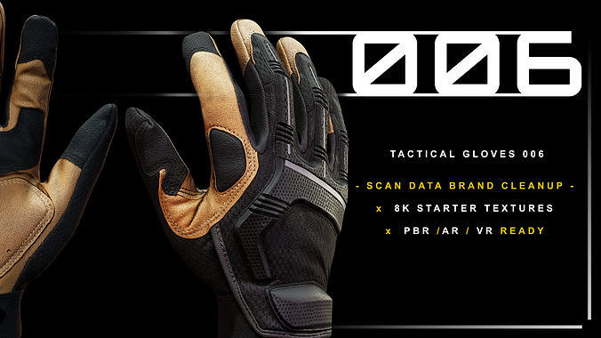 Tactical Gloves 006 Low-poly 3D model