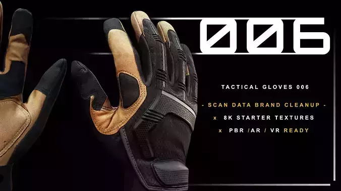Tactical Gloves 006 Low-poly 3D model