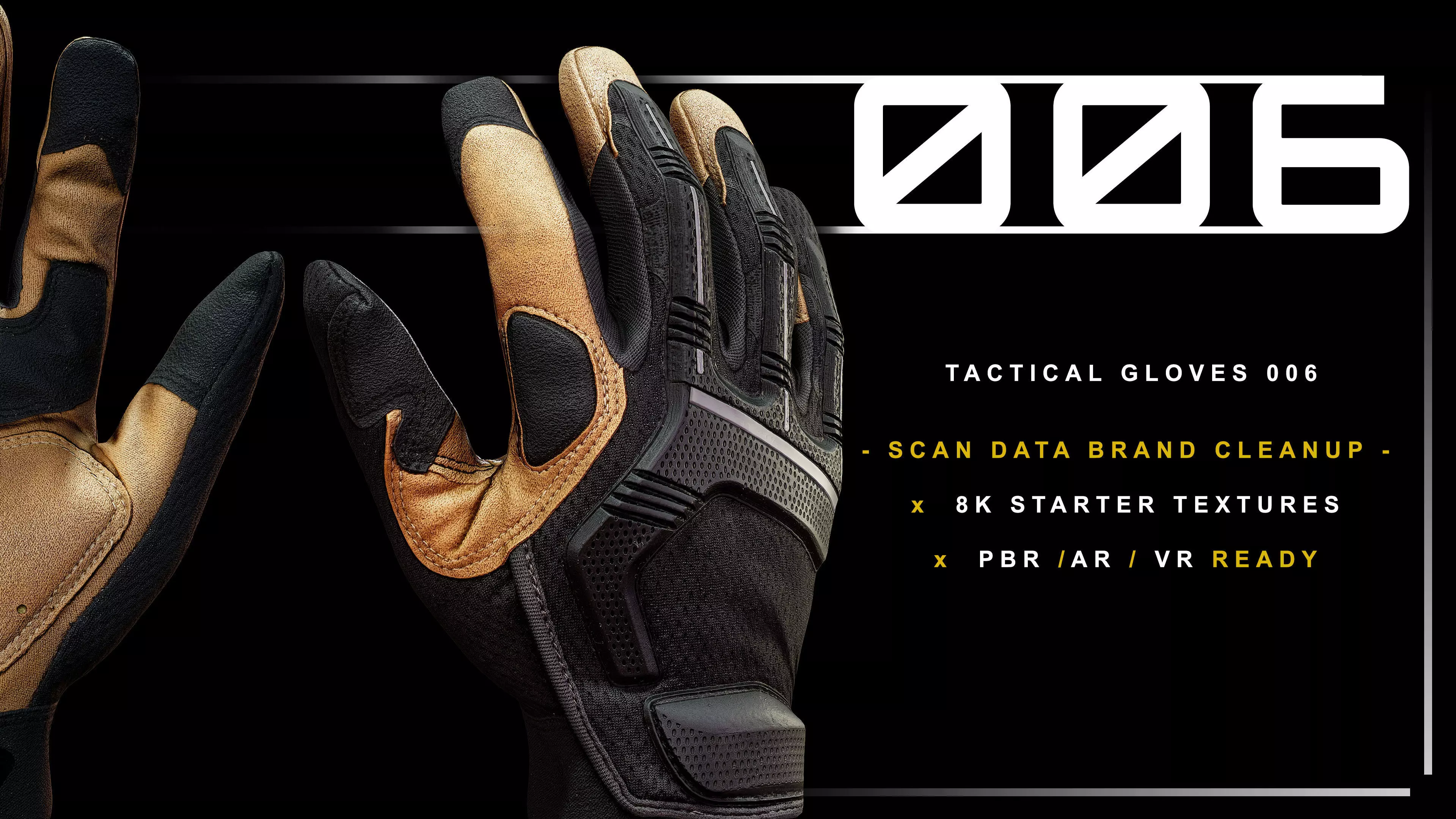 Tactical Gloves 006 Low-poly 3D model_0