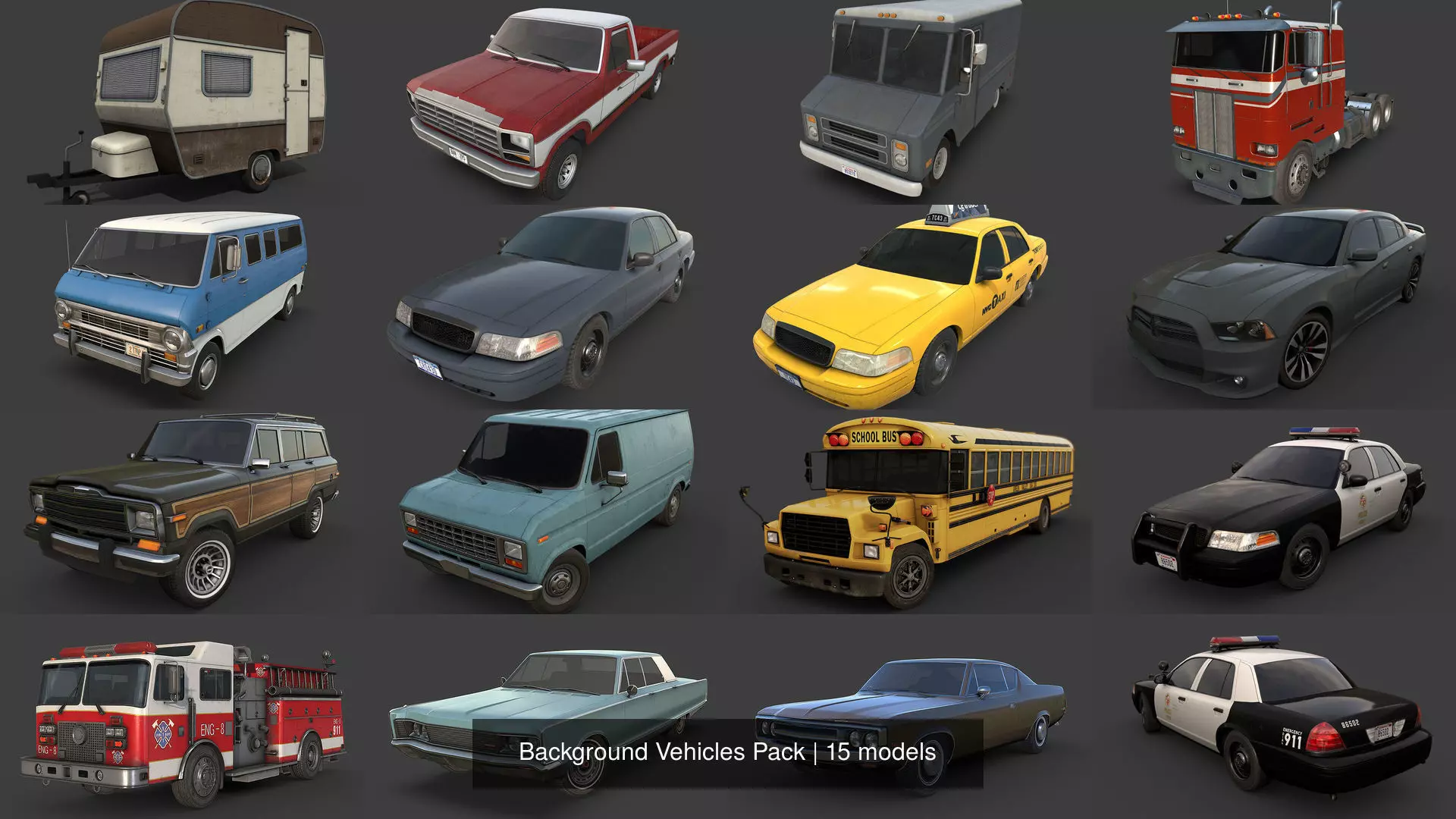 Background Vehicles Pack 3D Model Collection_2
