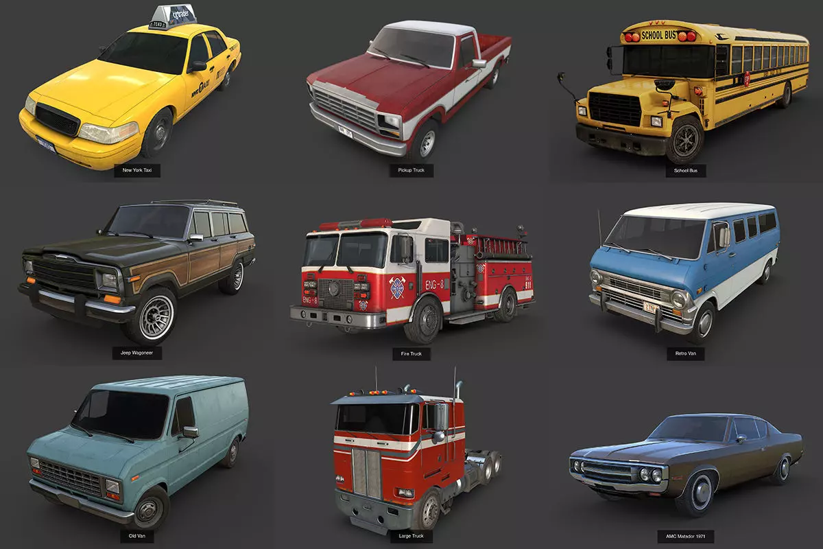 Background Vehicles Pack 3D Model Collection_0