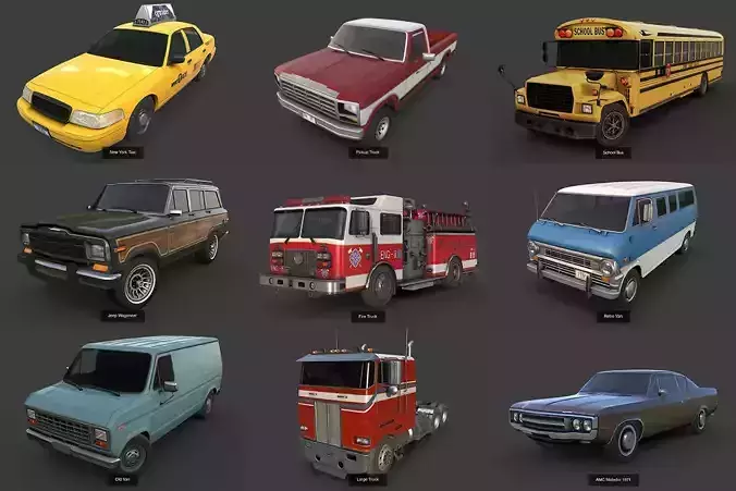 Background Vehicles Pack 3D Model Collection