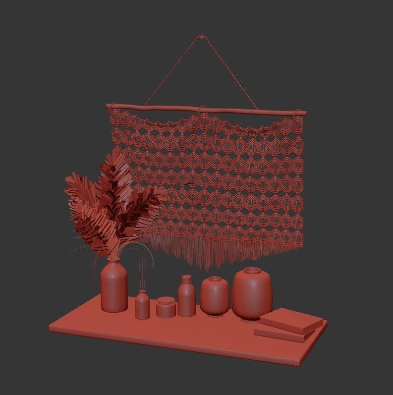 Boho decorative set 3D model_6