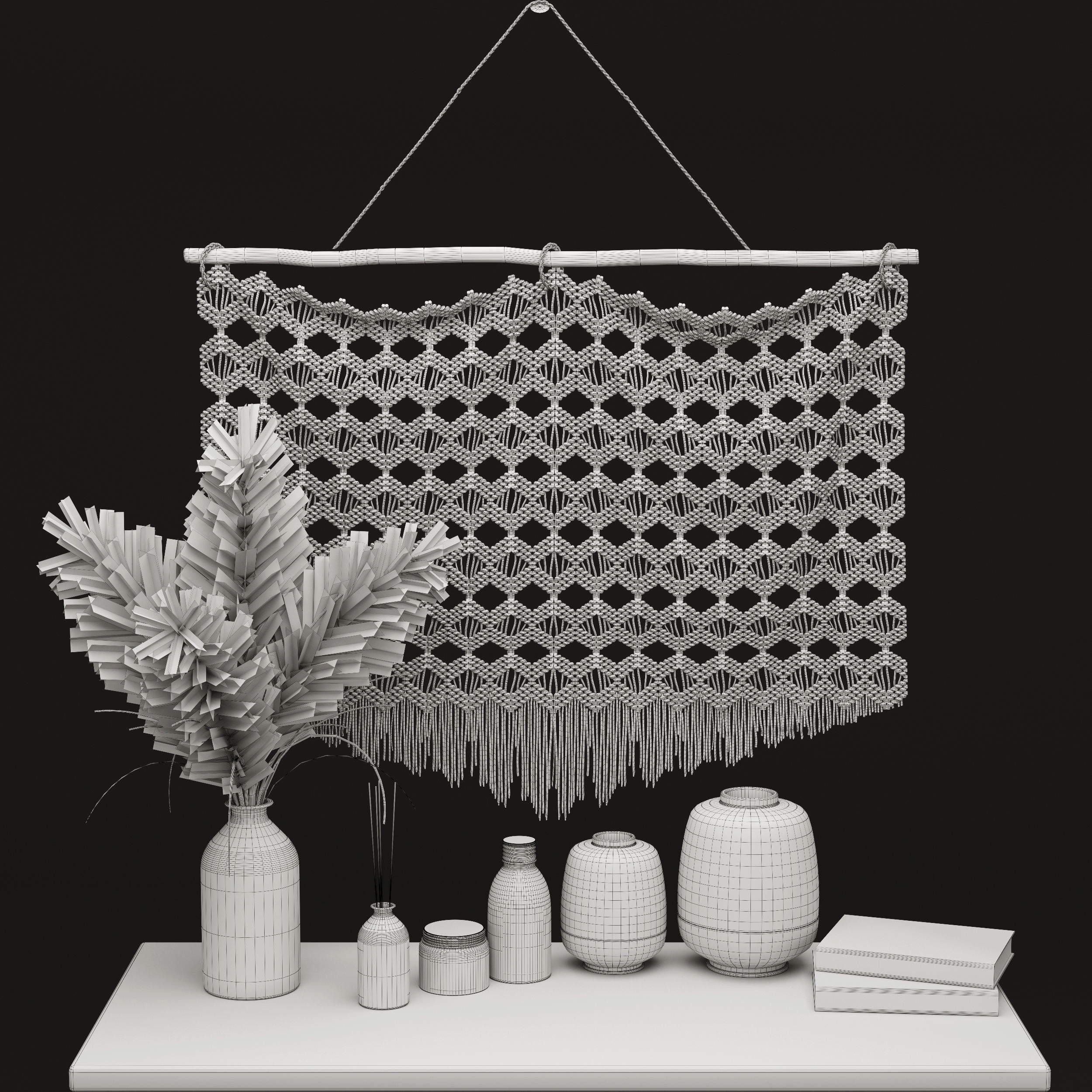 Boho decorative set 3D model_4