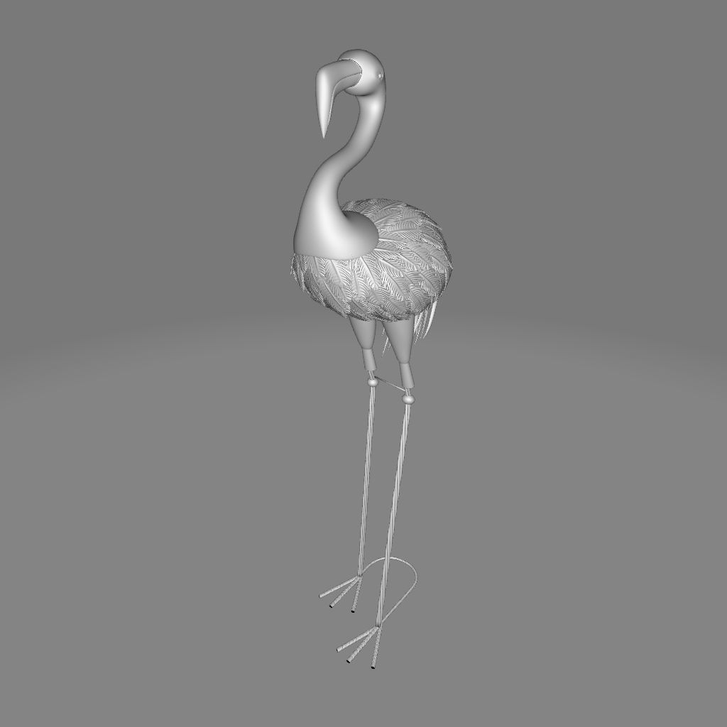 Pink Moriah Flamingo Garden Art 3D model_2