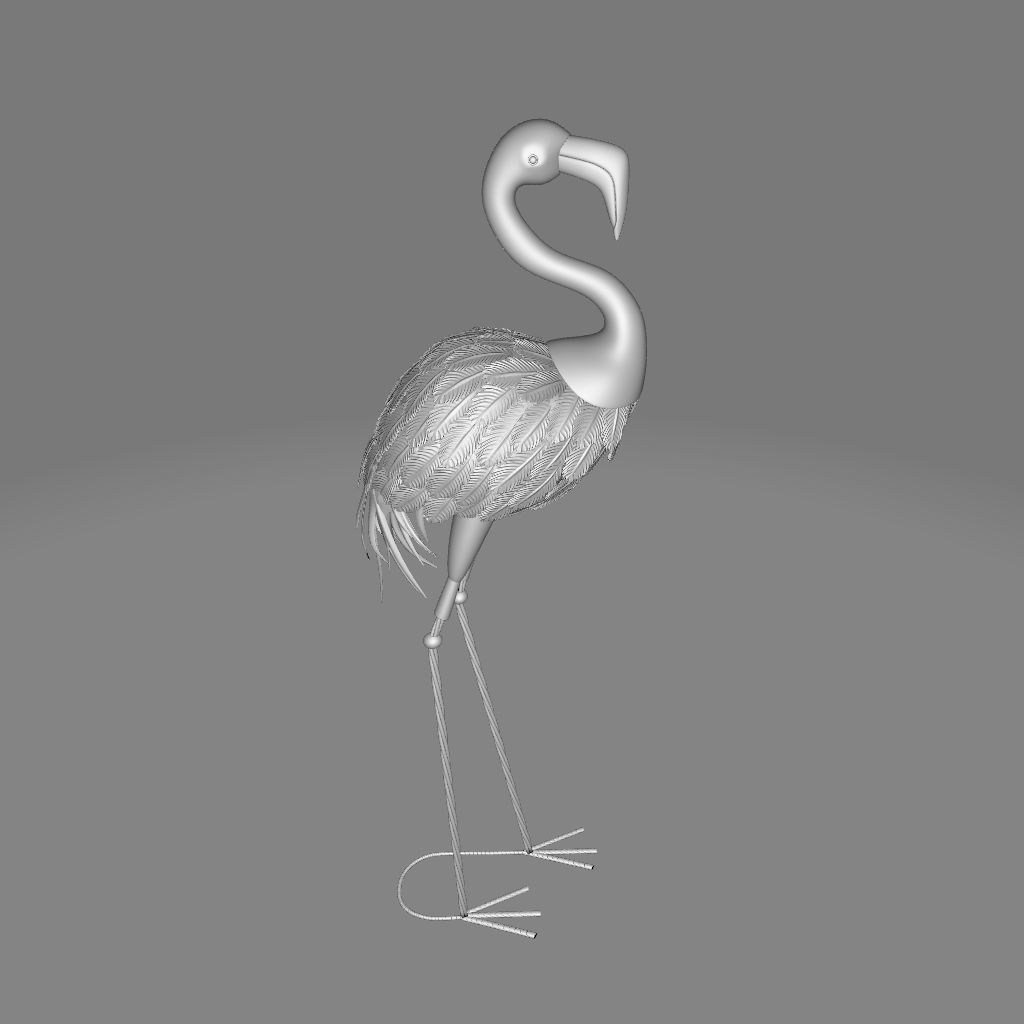 Pink Moriah Flamingo Garden Art 3D model_5