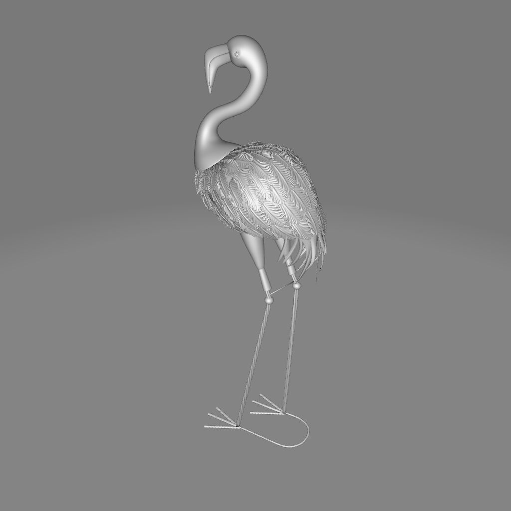 Pink Moriah Flamingo Garden Art 3D model_6