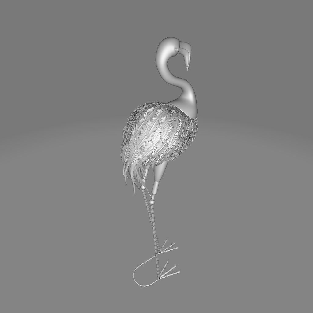 Pink Moriah Flamingo Garden Art 3D model_4