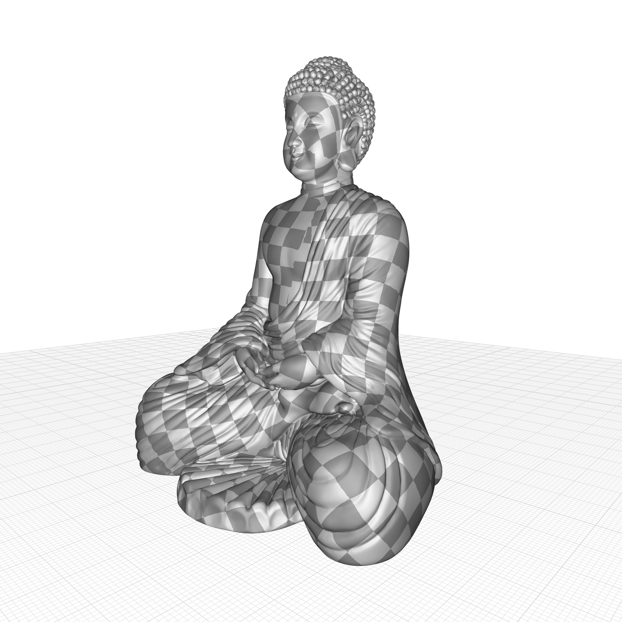 Gray Galan Meditation Buddha Statue 3D model_3