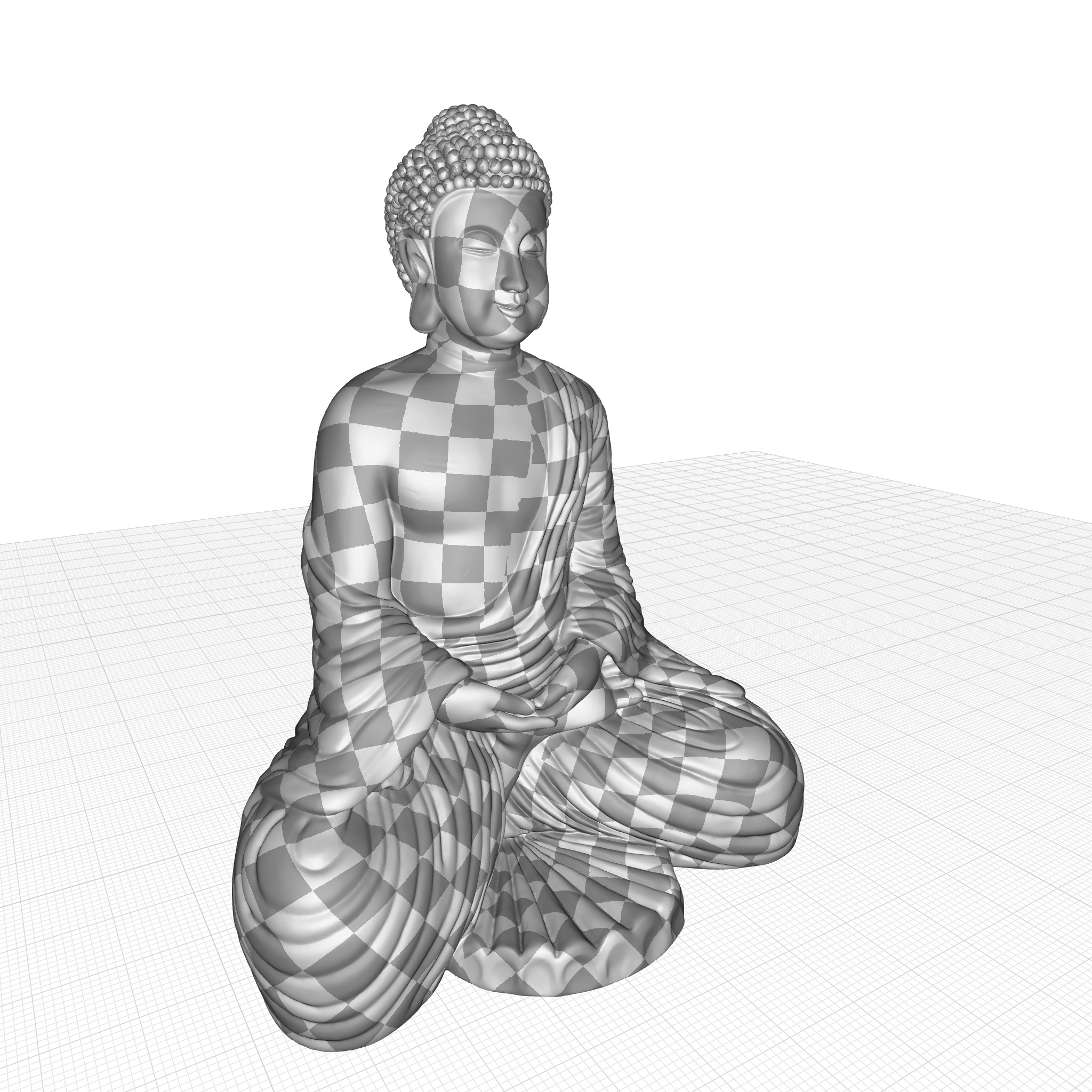 Gray Galan Meditation Buddha Statue 3D model_6
