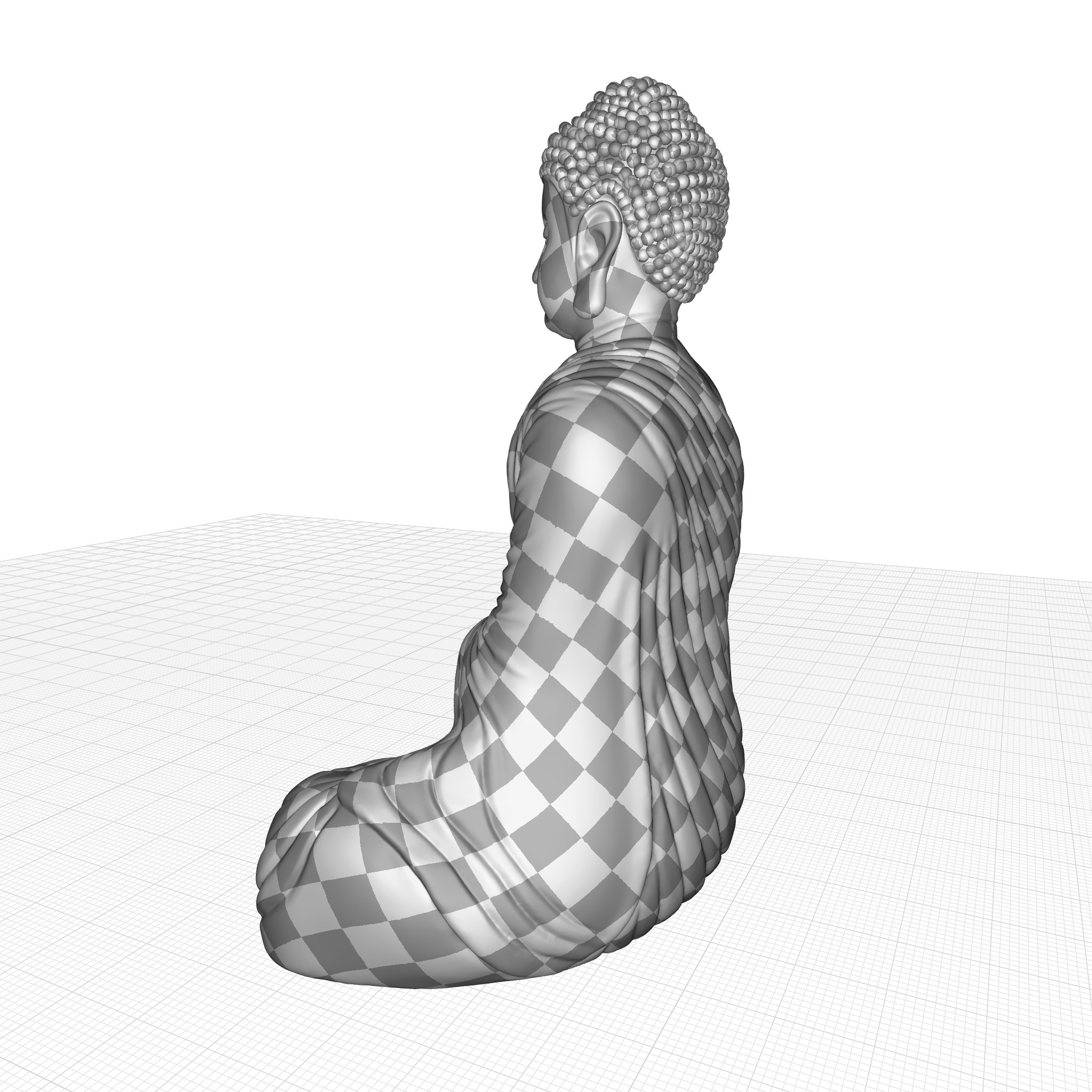 Gray Galan Meditation Buddha Statue 3D model_7