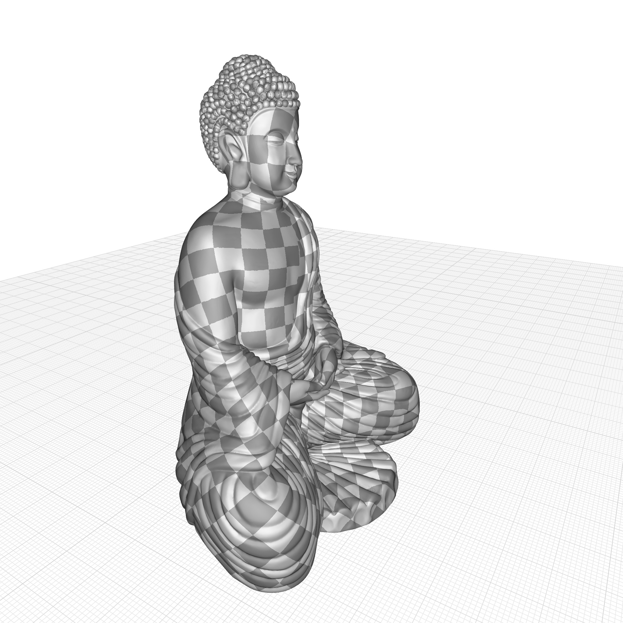 Gray Galan Meditation Buddha Statue 3D model_5