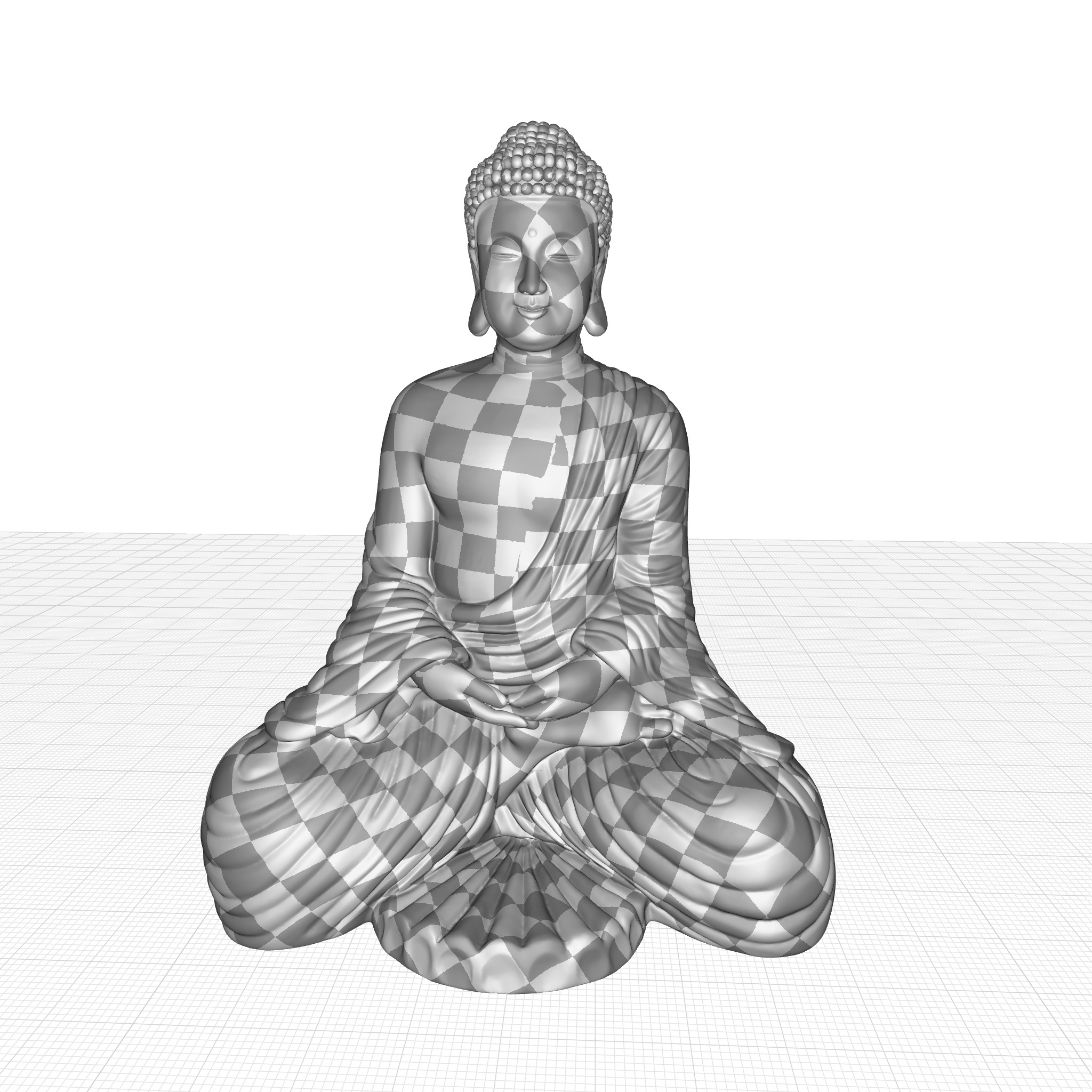 Gray Galan Meditation Buddha Statue 3D model_4