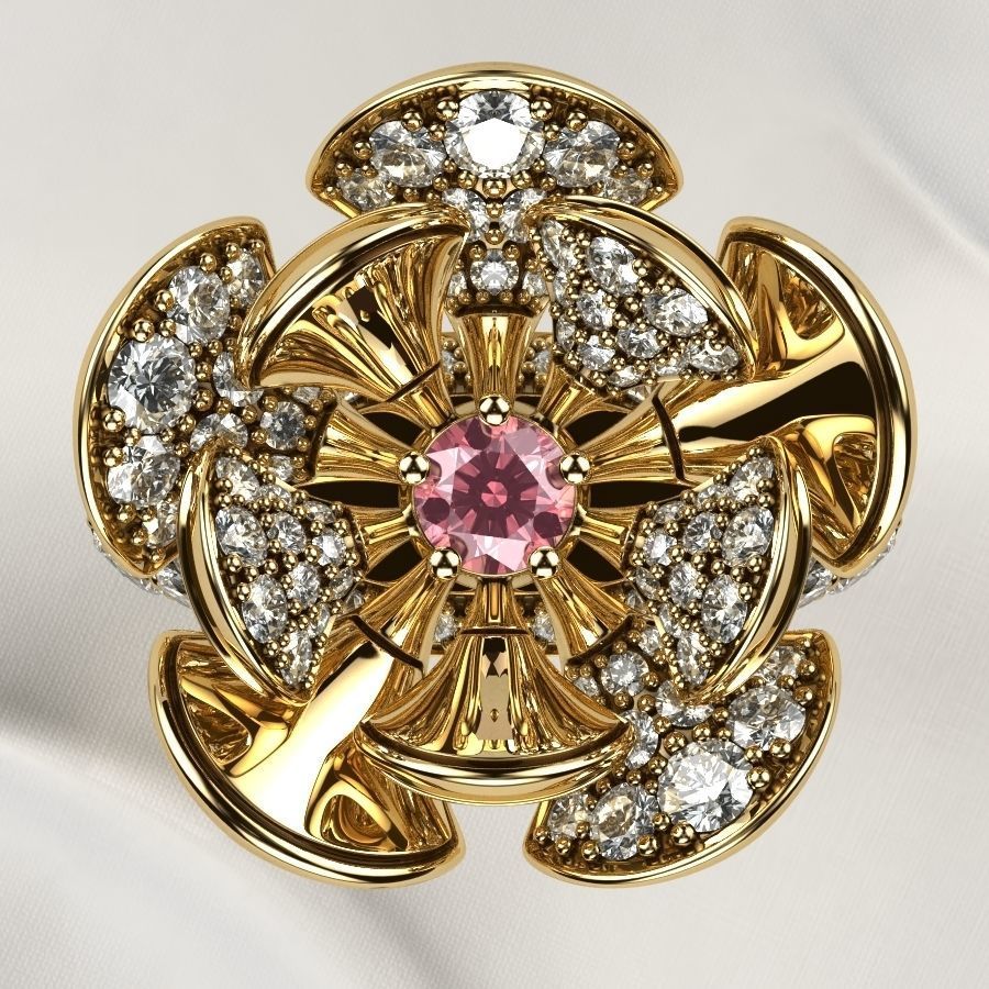 Luxury Gold Ring 3D print model_10