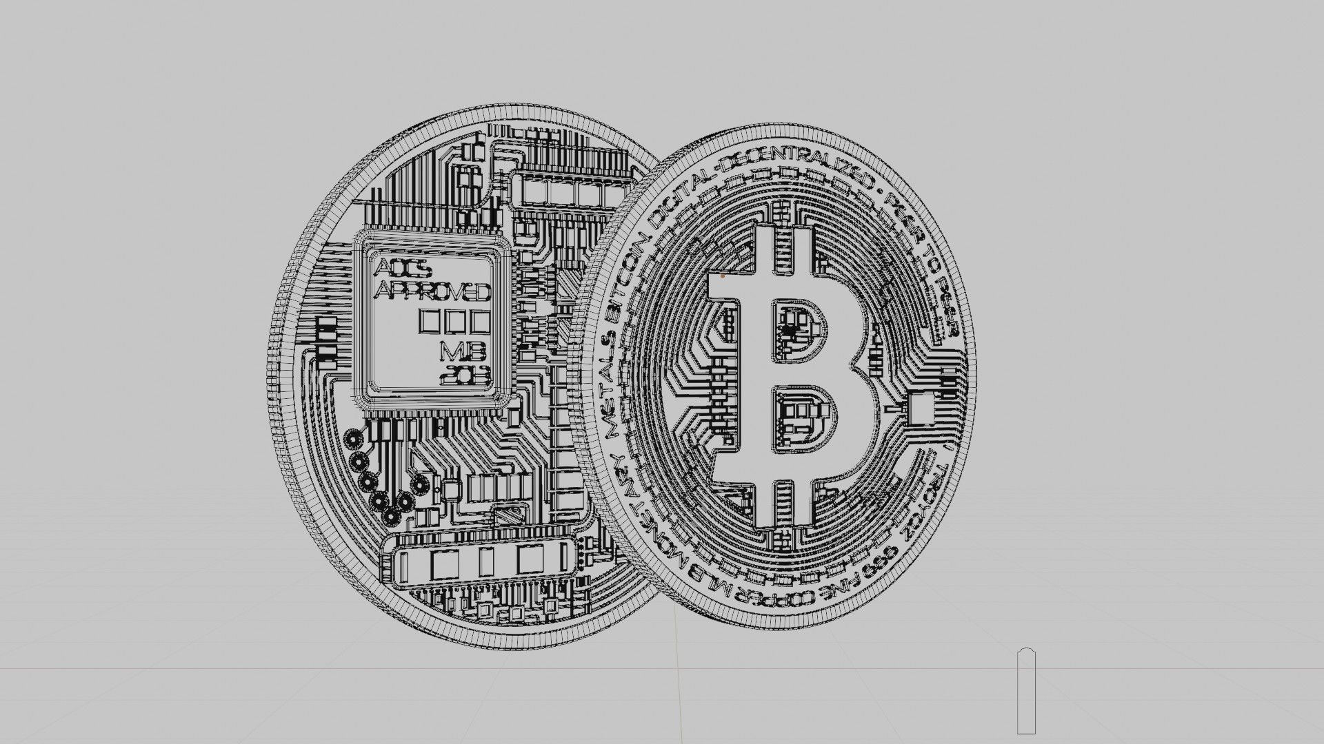 bitcoin token coin with 8k pbr textures 3D model_11