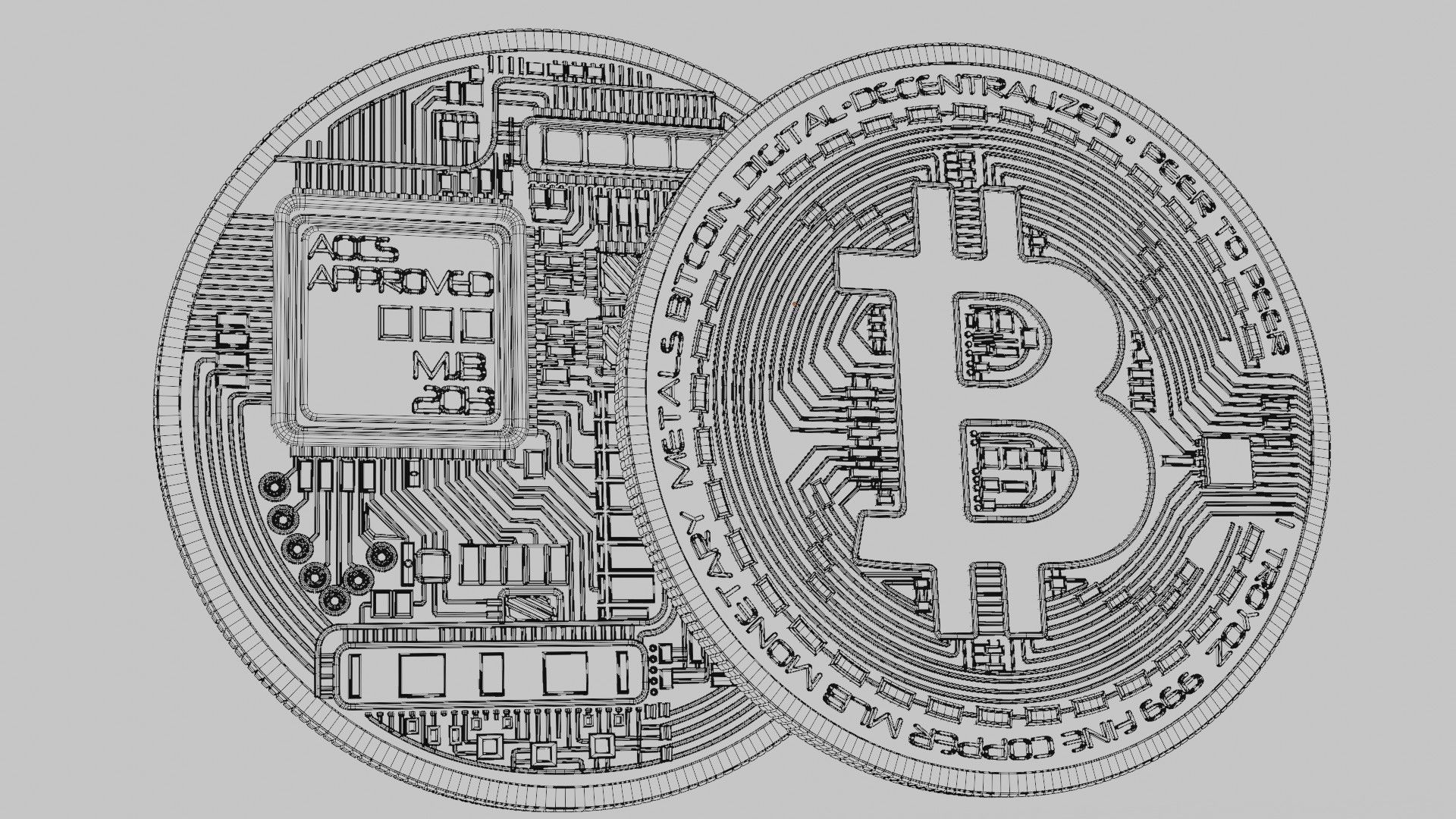 bitcoin token coin with 8k pbr textures 3D model_8