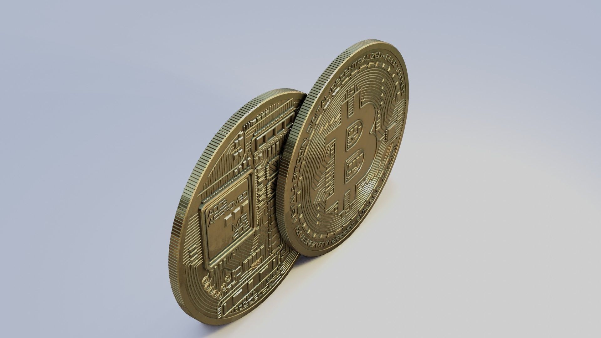 bitcoin token coin with 8k pbr textures 3D model_4