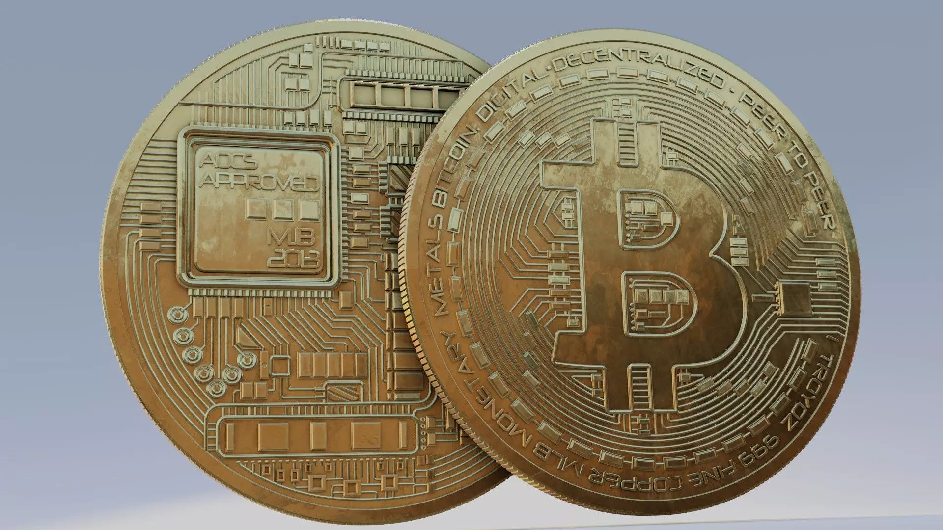bitcoin token coin with 8k pbr textures 3D model_0