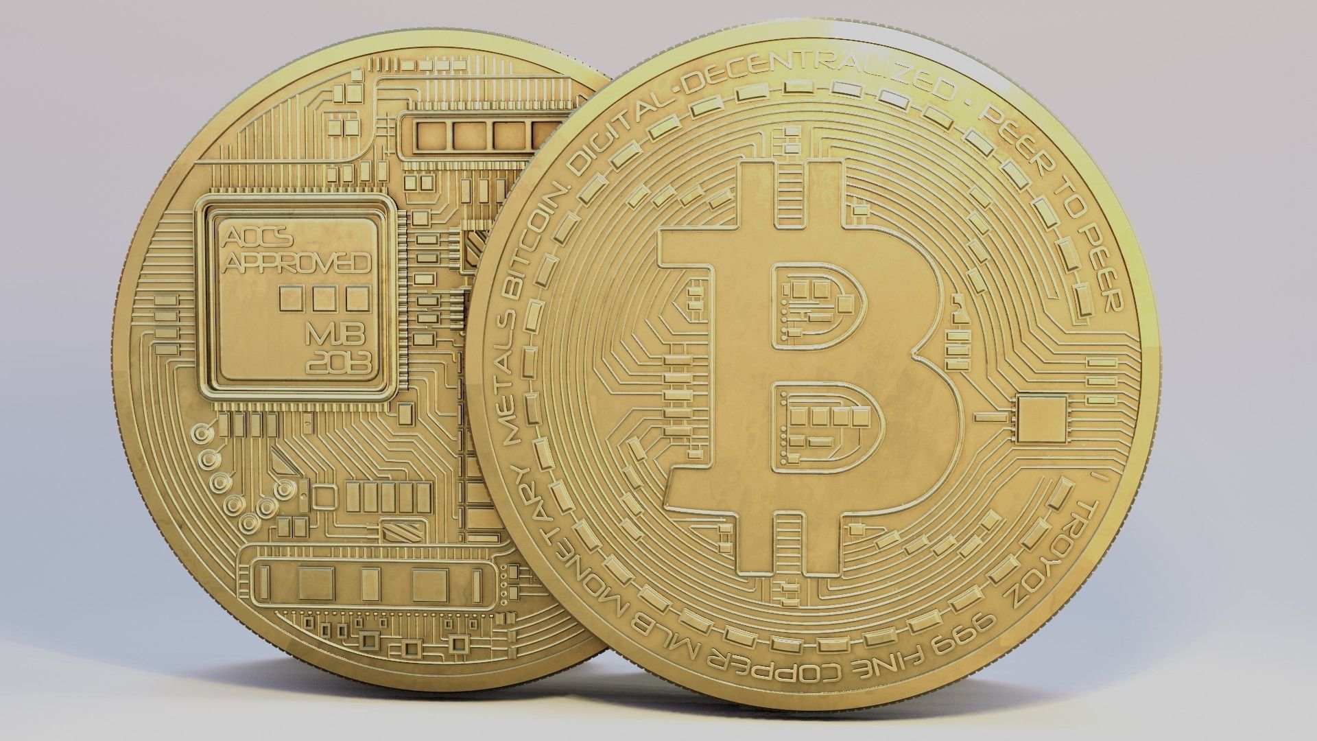 bitcoin token coin with 8k pbr textures 3D model_2