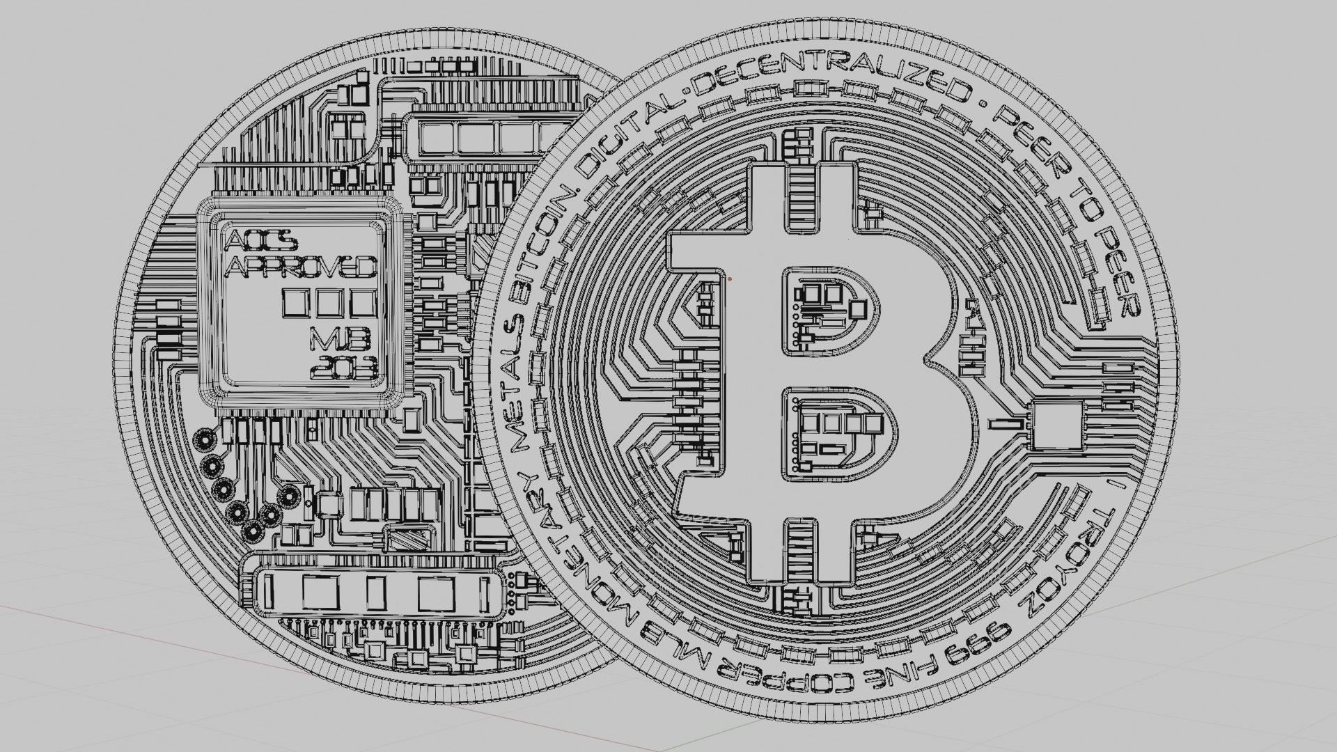 bitcoin token coin with 8k pbr textures 3D model_12