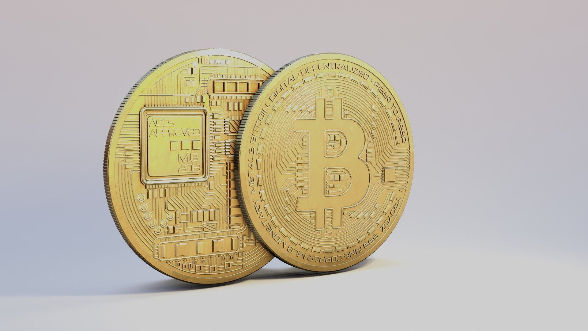 bitcoin token coin with 8k pbr textures 3D model_1
