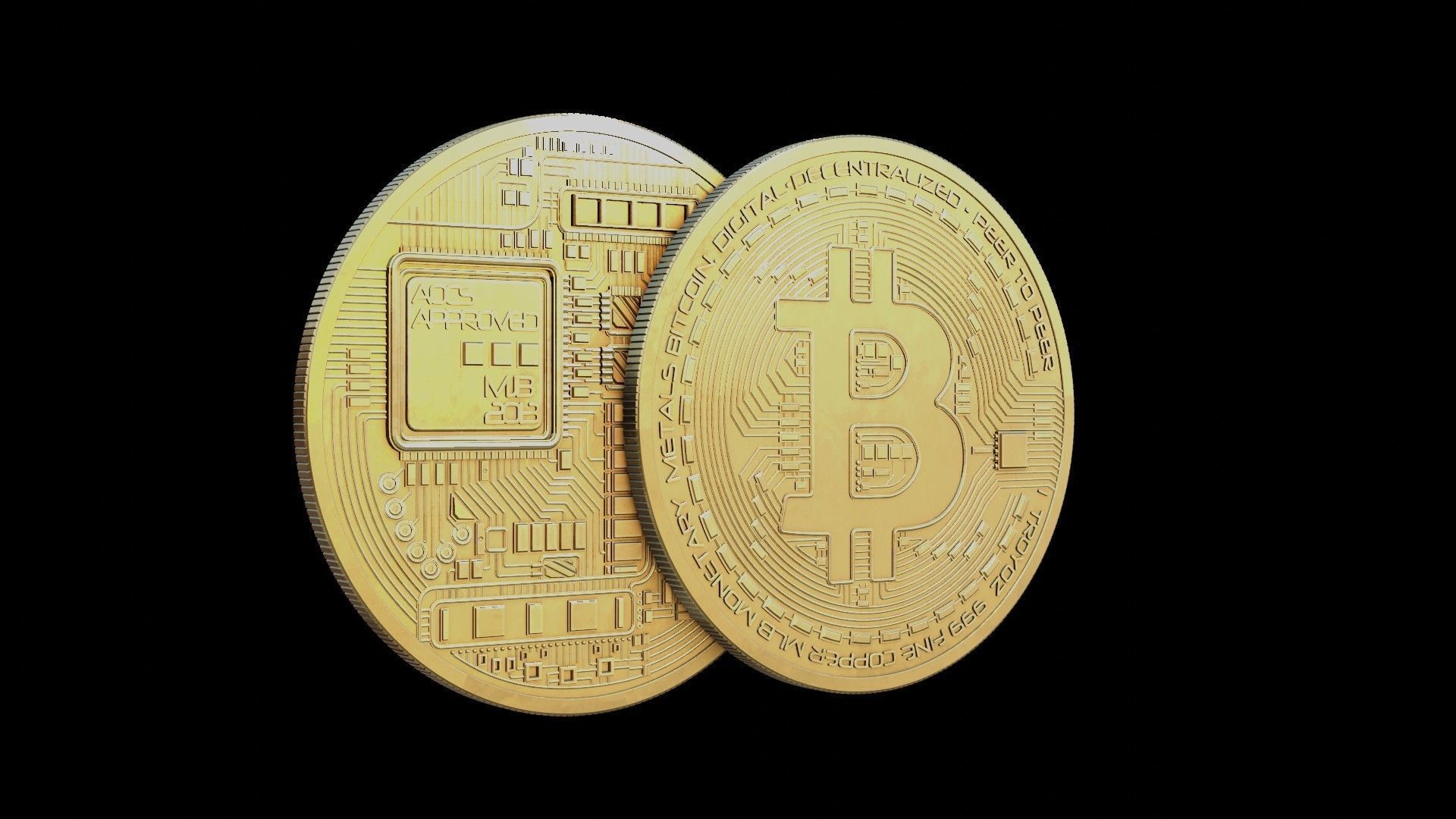 bitcoin token coin with 8k pbr textures 3D model_5