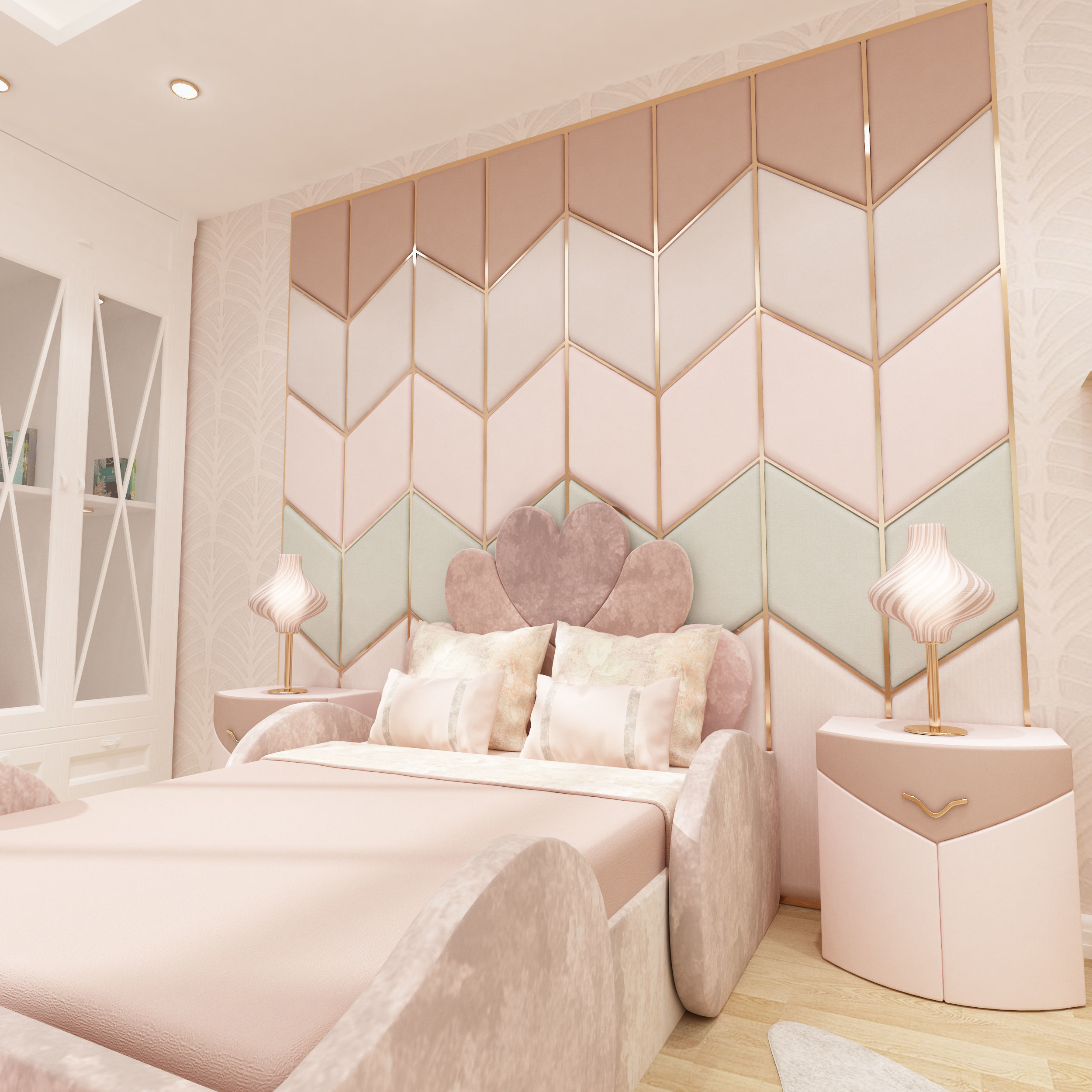 Girls bedroom interior design 3D model_15
