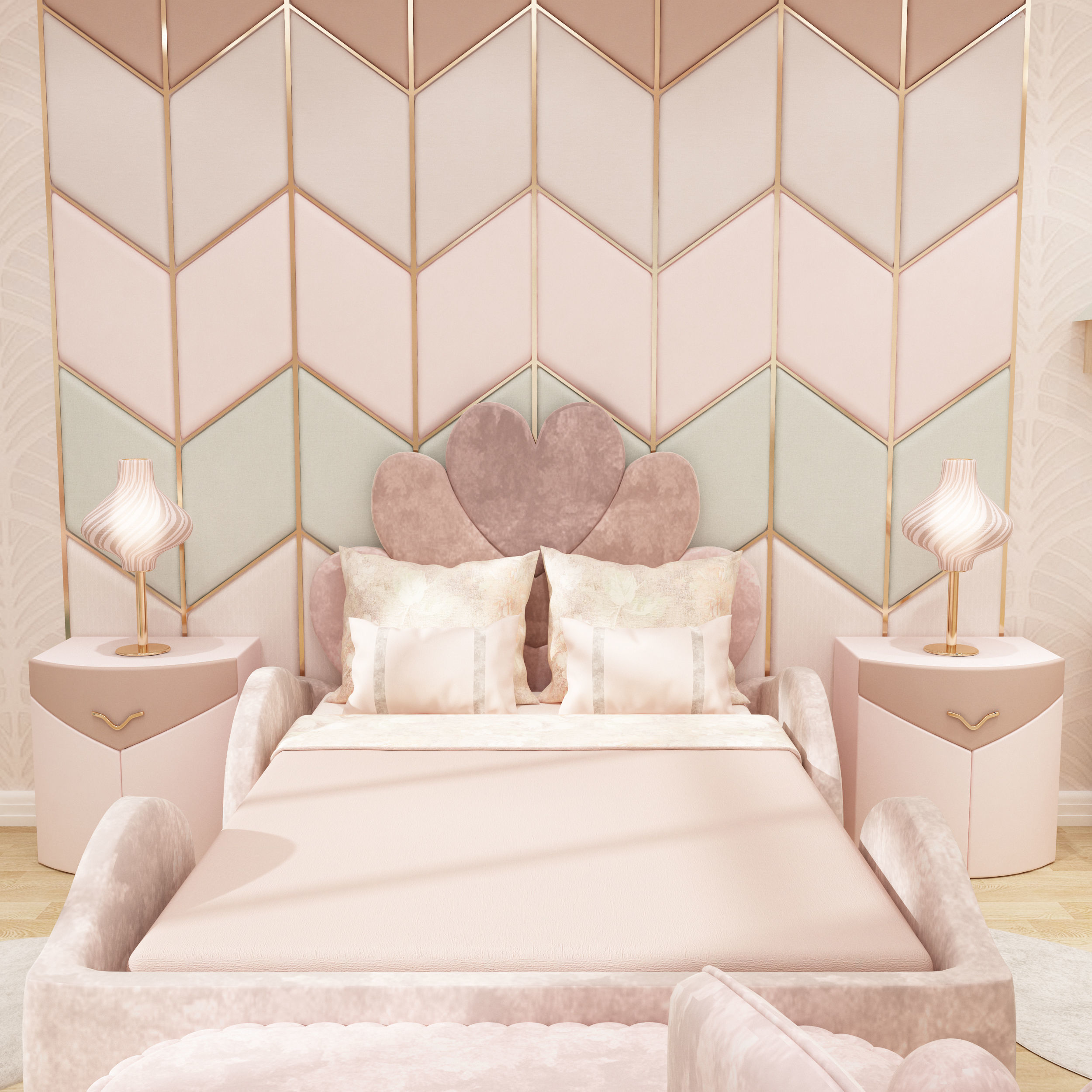 Girls bedroom interior design 3D model_16