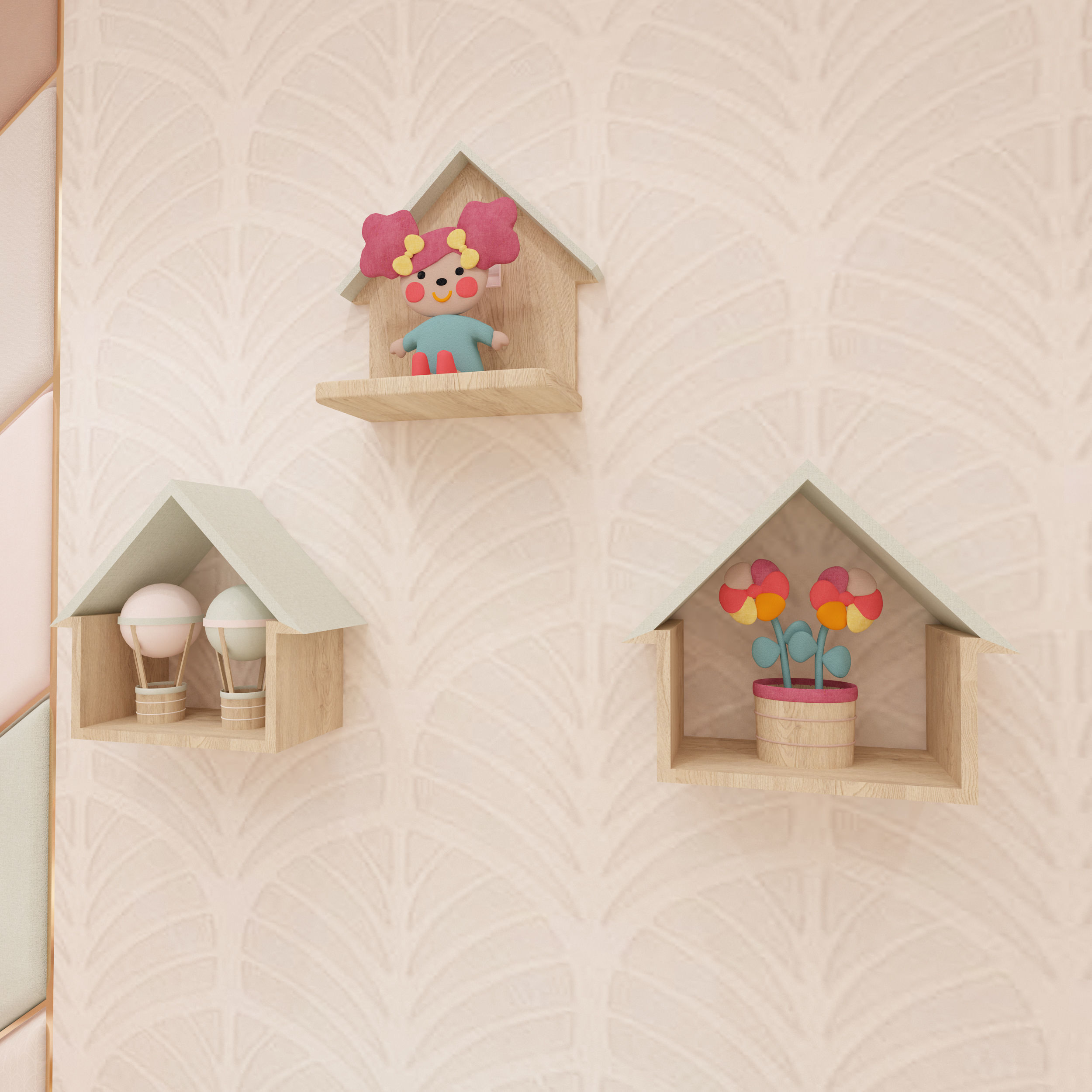 Girls bedroom interior design 3D model_14