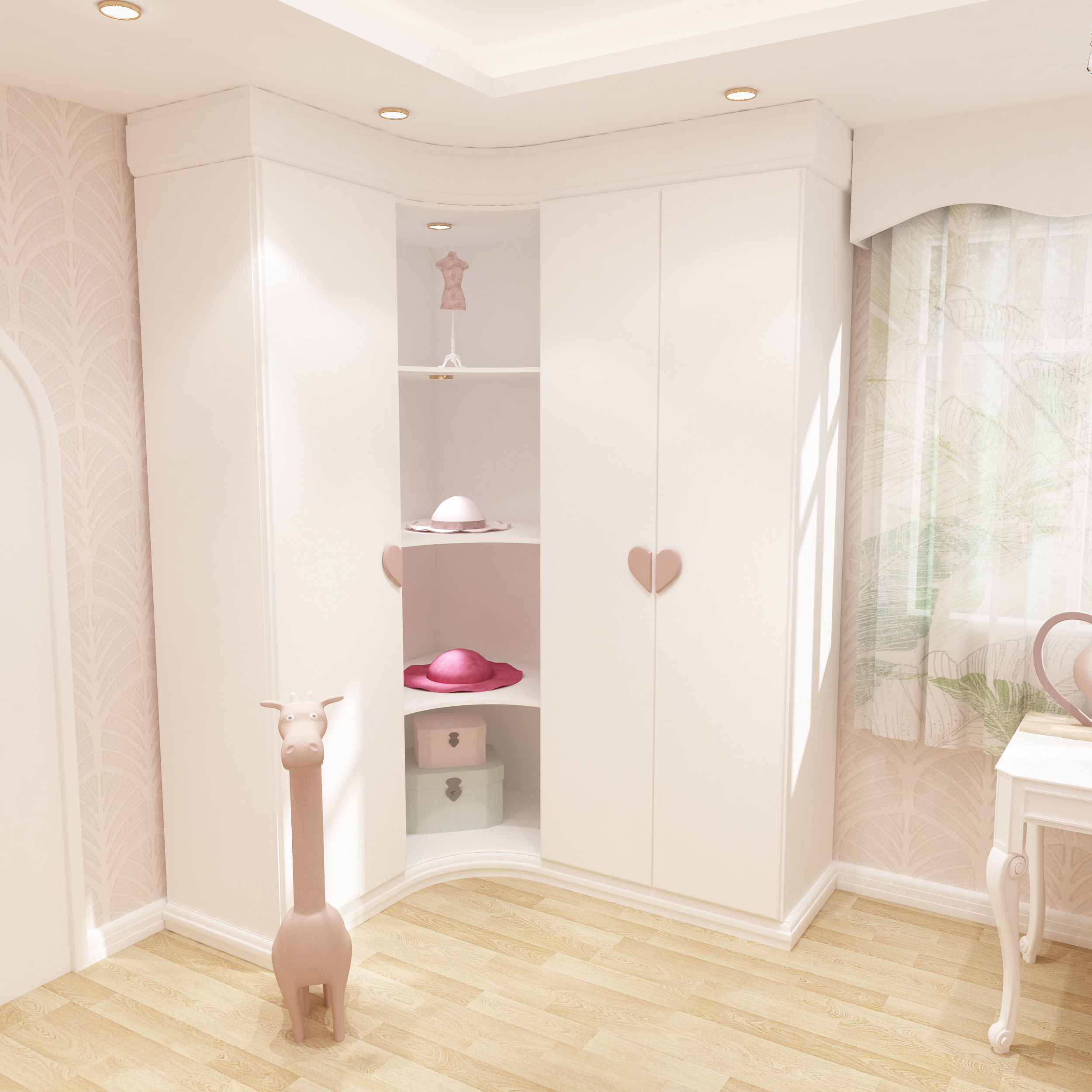 Girls bedroom interior design 3D model_3