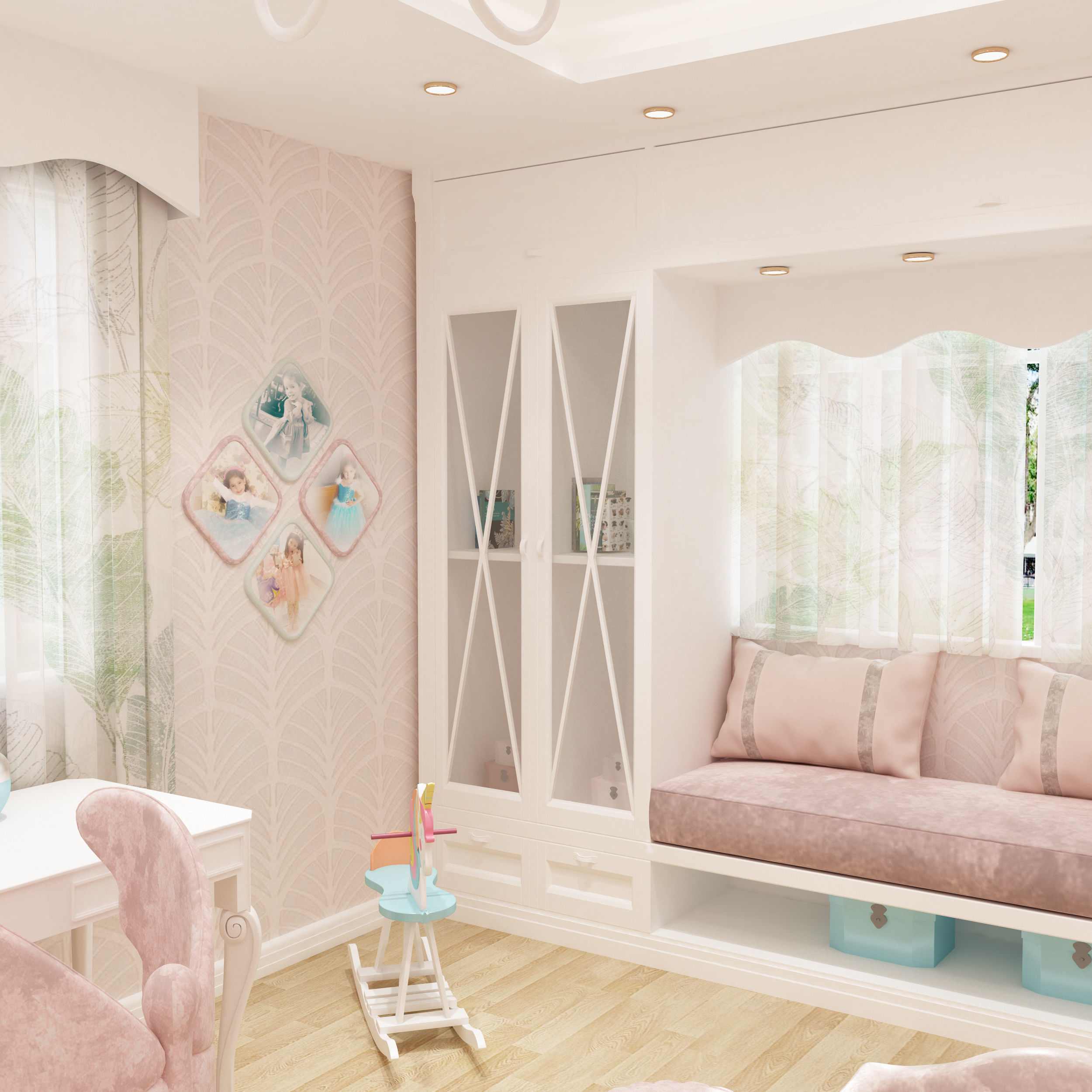 Girls bedroom interior design 3D model_19