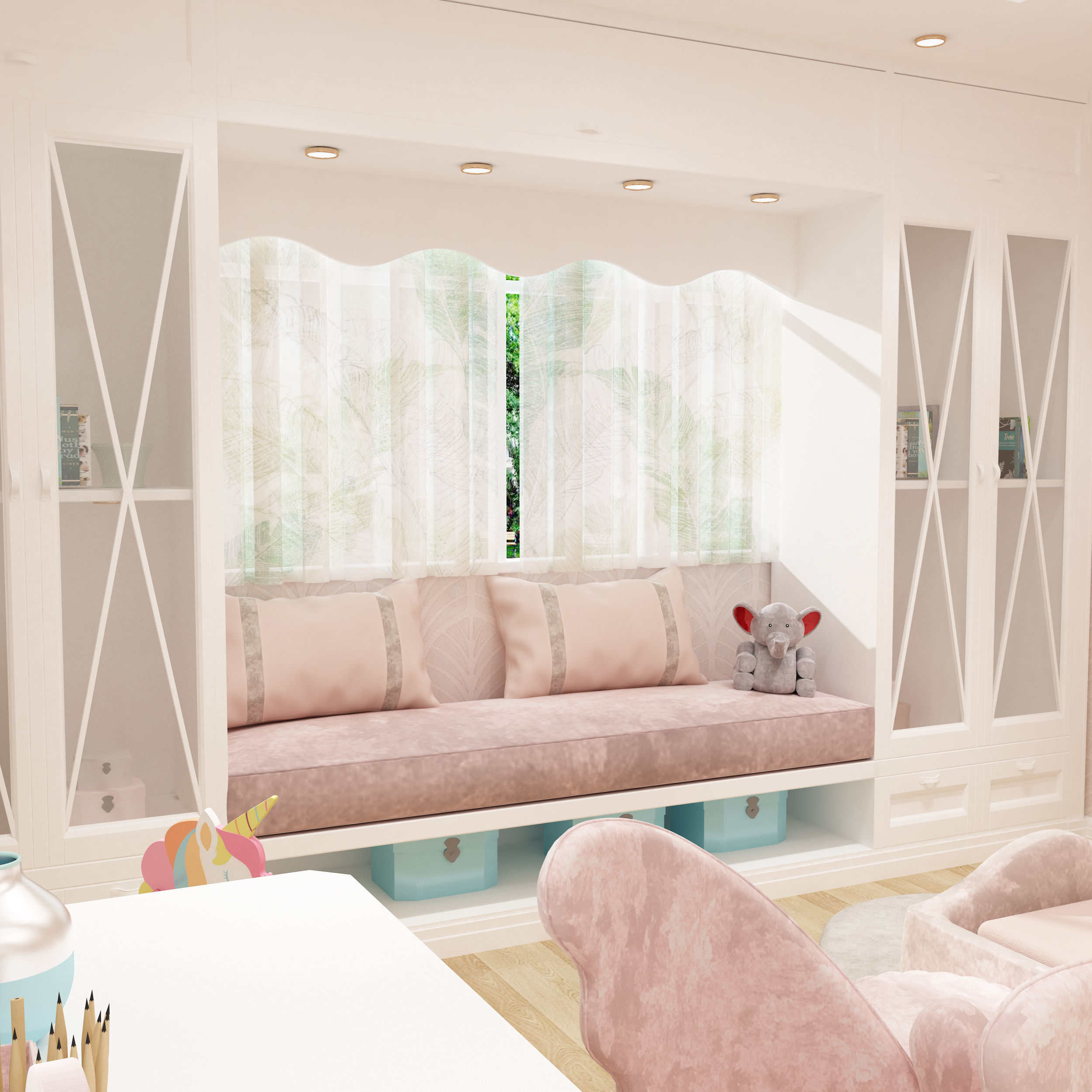 Girls bedroom interior design 3D model_18