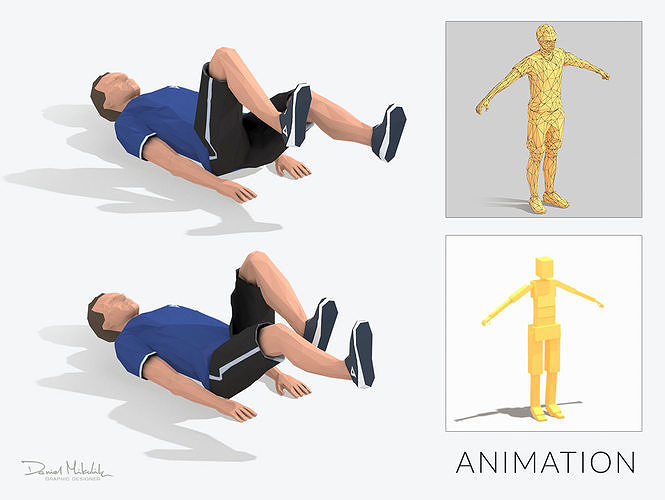 Bicycle  Exercise Man Animation Low-poly 3D model