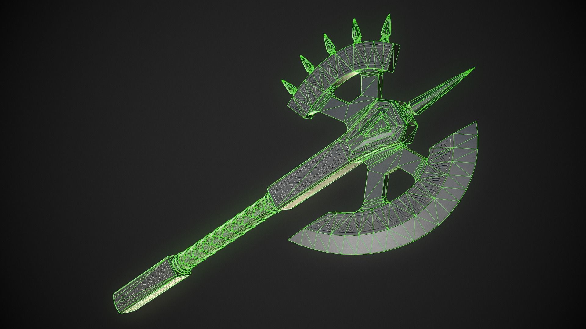 Fantasy Axe 04A Low-poly 3D model_11